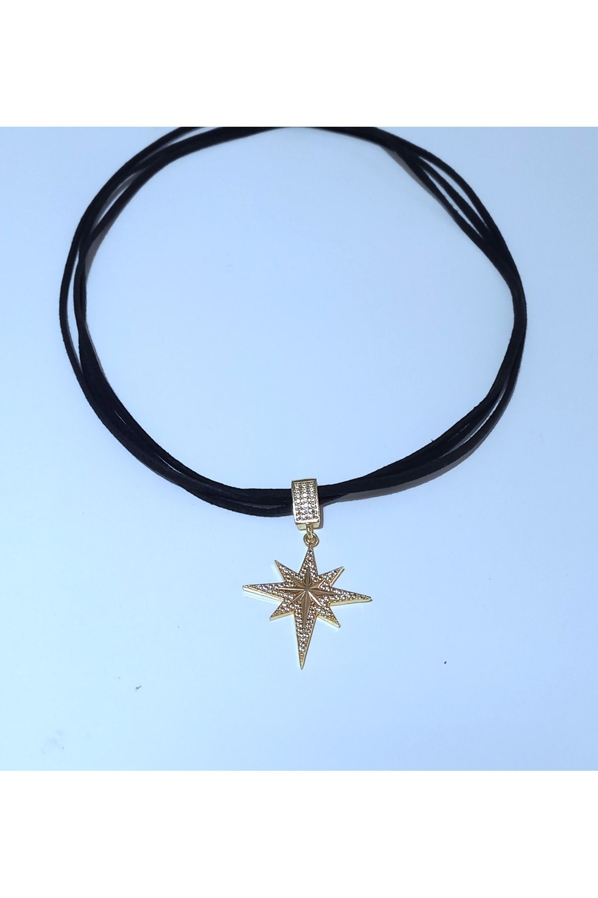 KZY STAİNLESS STELL Siyah Süet İp Choker Kolye (Kolye uçları dahil değildir.)