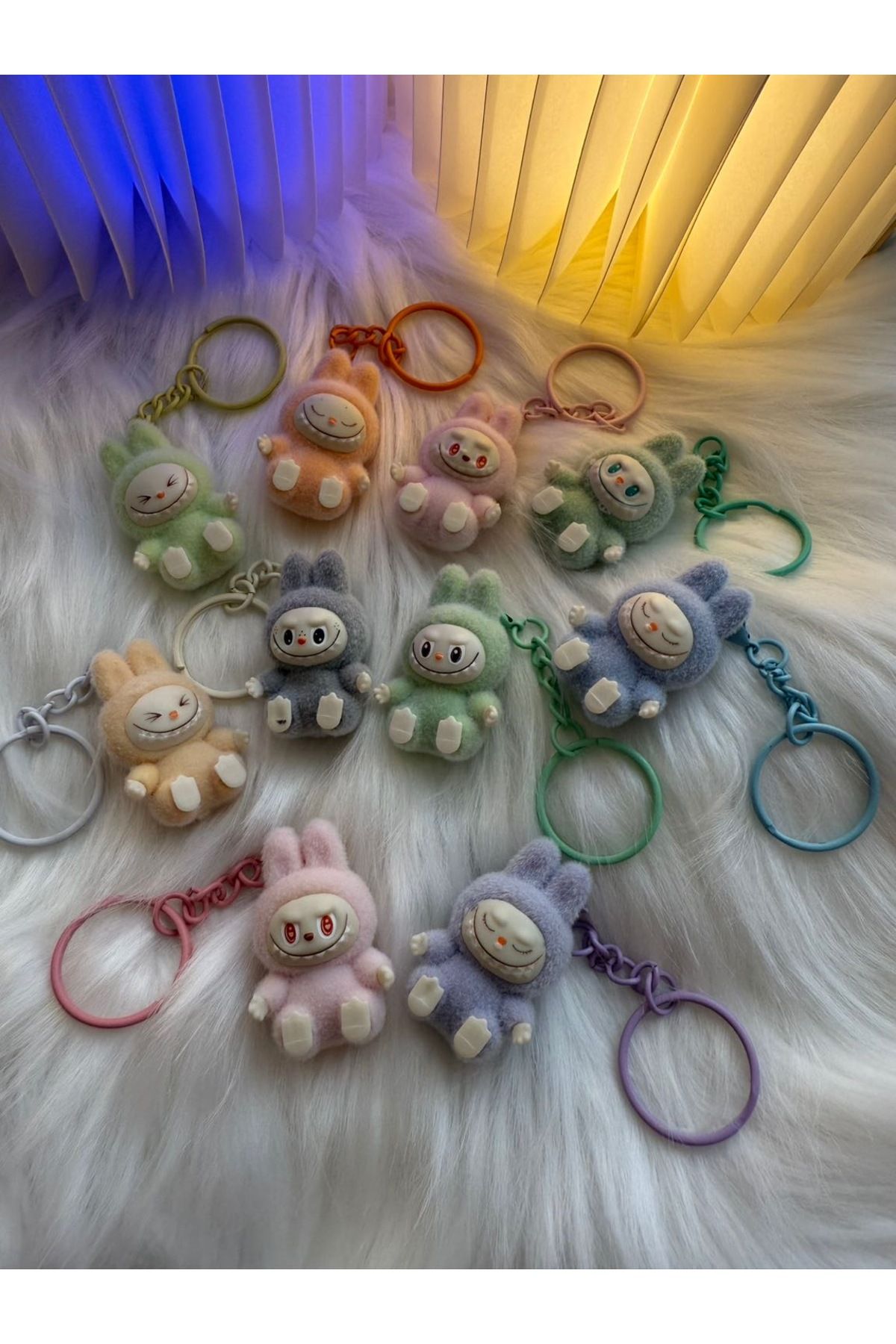 womi Labubu Tüylü Mini Figür Anahtarlık (Rastgele 1 Renk Gönderilir)
