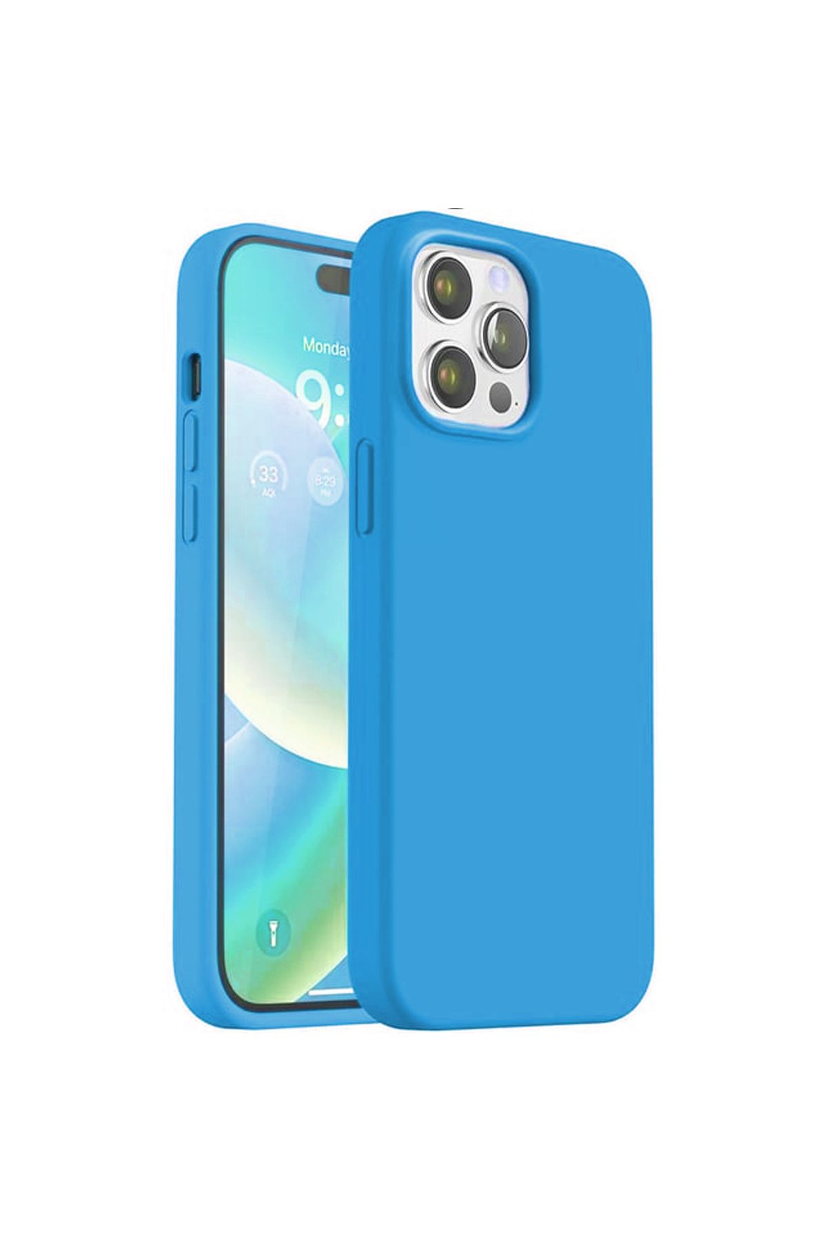 ErkMobile iPhone 15 Pro Max Açık Mavi Lansman Arka Kapak Silikon Kılıf