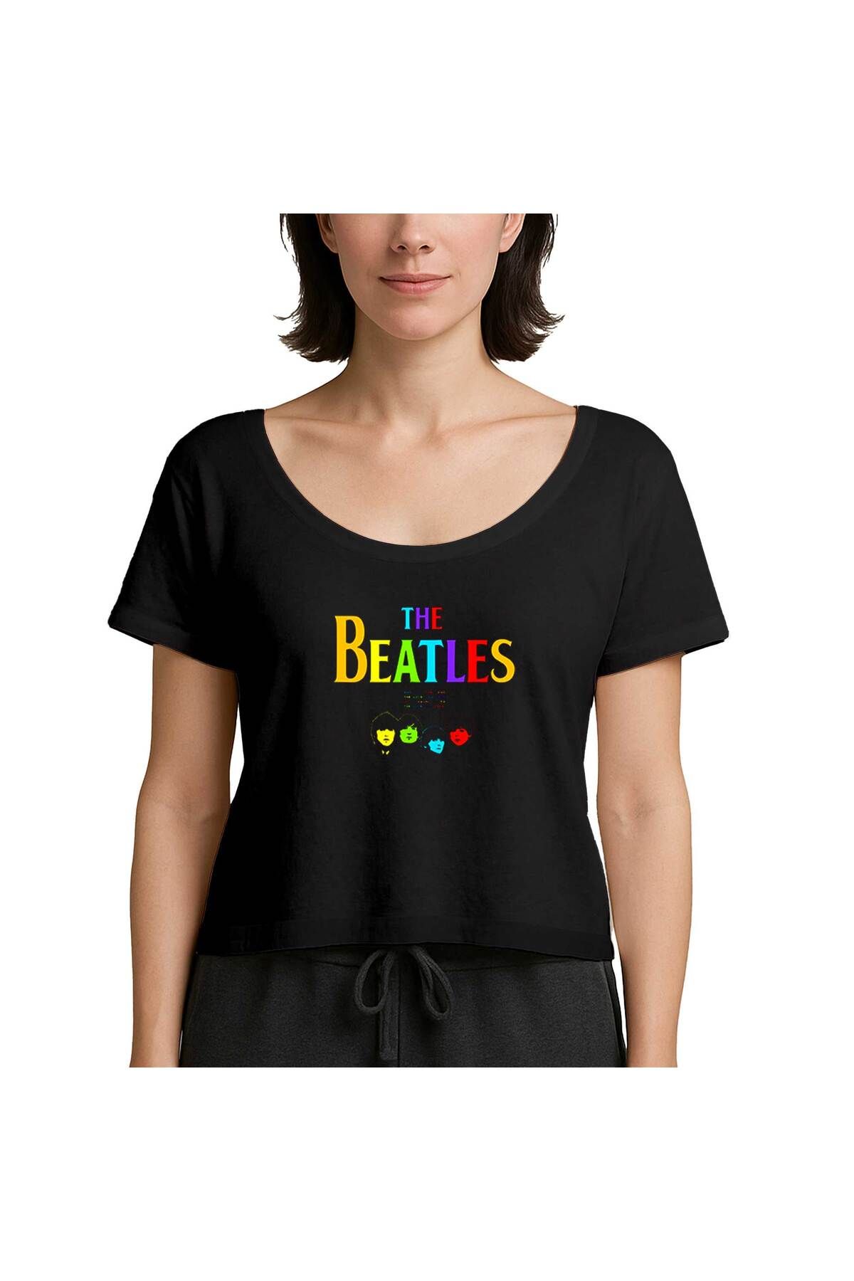 Z zepplin The Beatles Rainbow Siyah Kadın Tişört