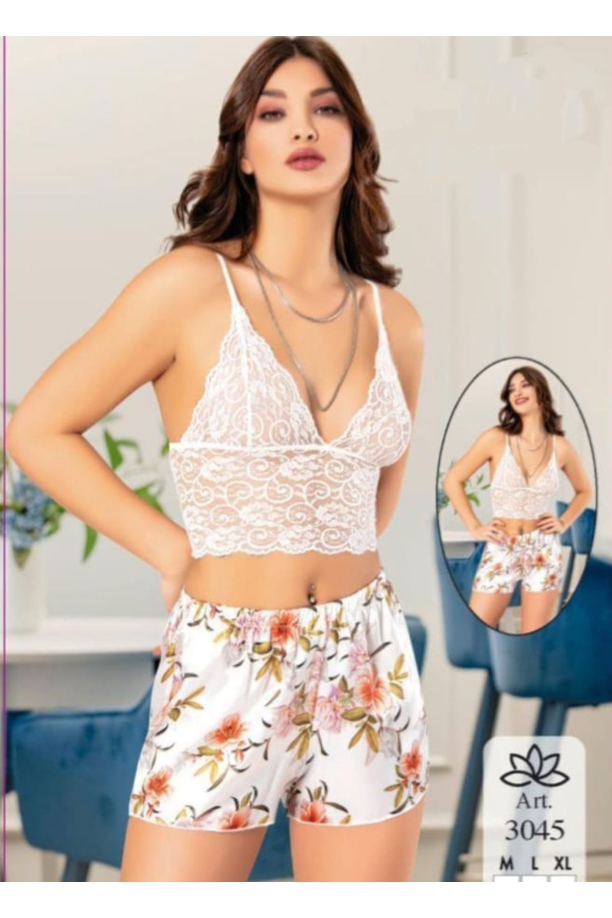 moda gonzara İkili şortlu gecelik