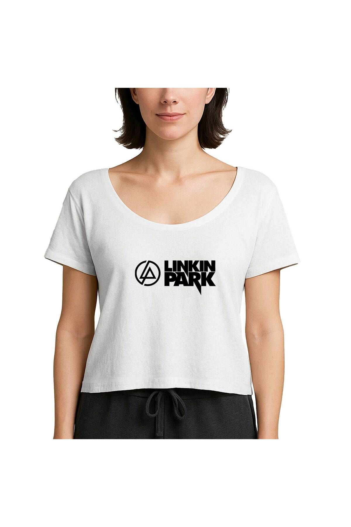 Z zepplin Linkin Park Logo and Text Beyaz Kadın Tişört
