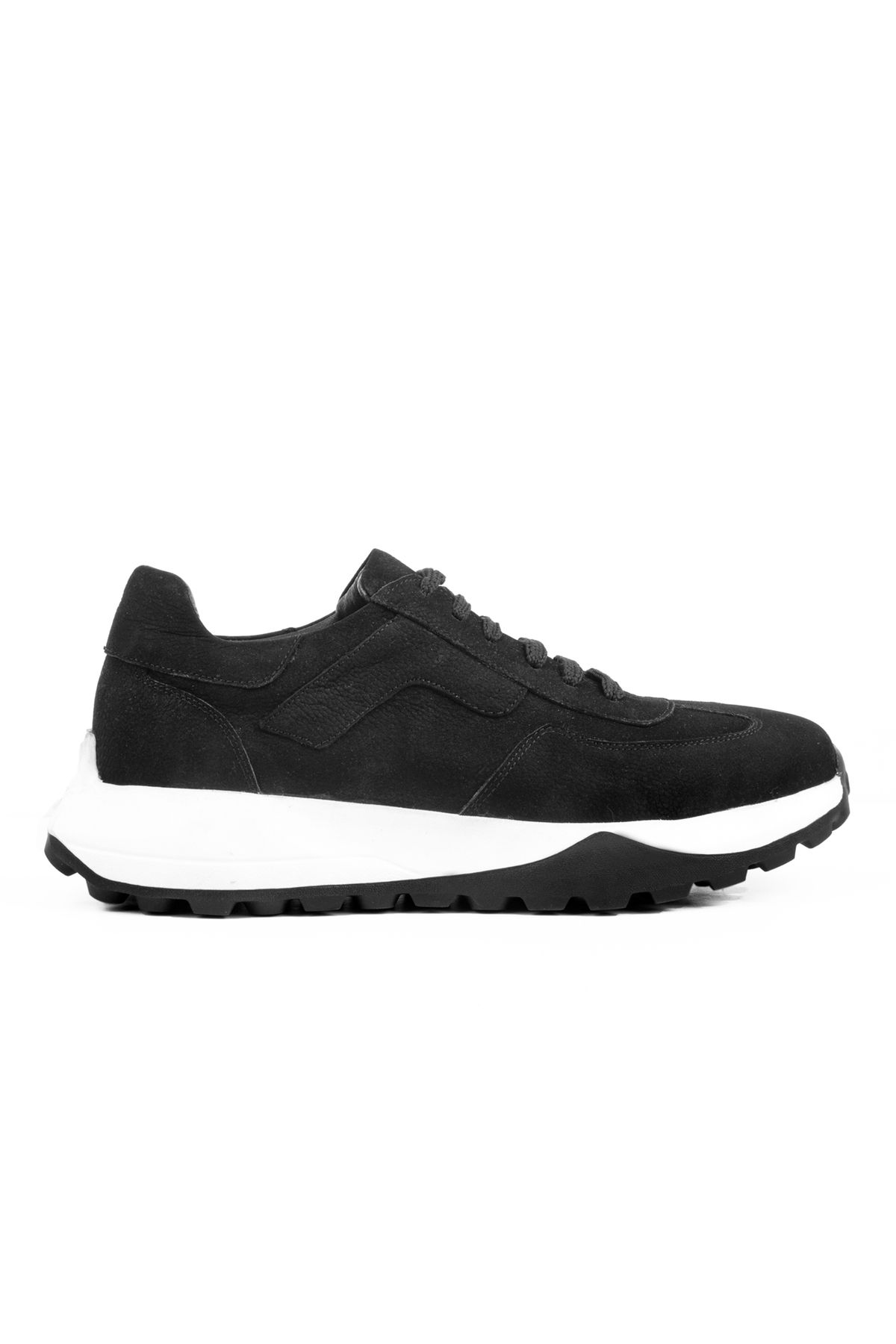 Gacco Shoes İç Dış Hakiki Deri Nubuk Günlük Erkek Siyah Spor Ayakkabı