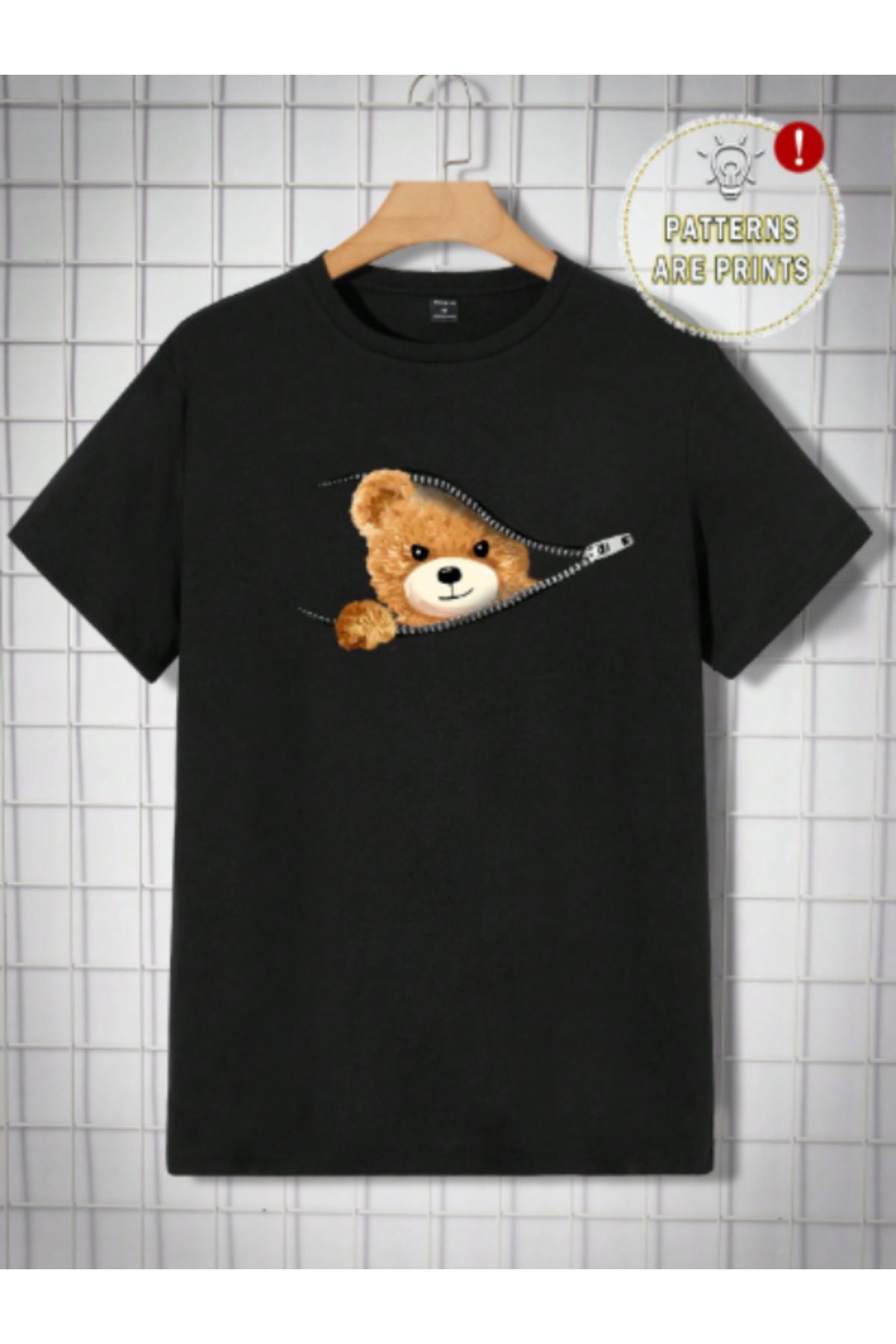HY FASHION Unisex Erkek Siyah Baskılı Oversize Pamuklu Bisiklet Yaka Salaş T-Shirt