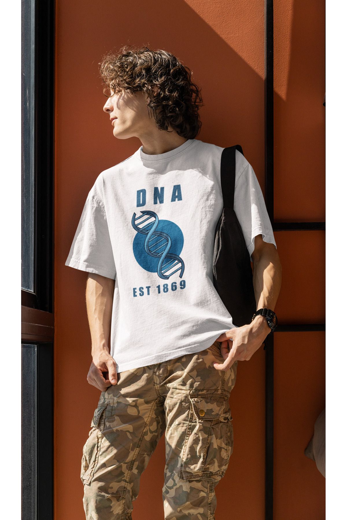 Uniquetex NUBENSE / DENGA-05 - Oversize Unisex Teleskop Baskılı Beyaz Bisiklet Yaka T-shirt (Bilim Tişört)