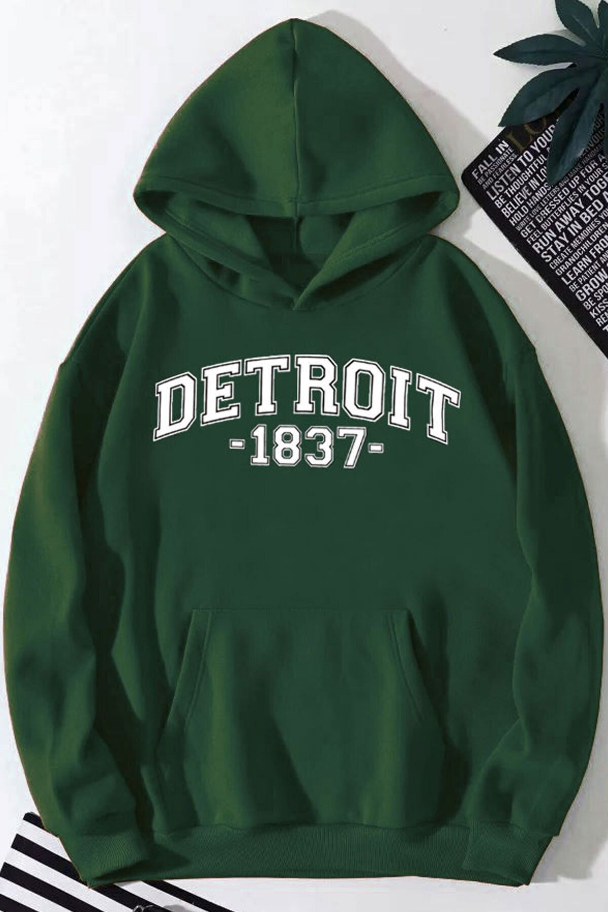ModaSphere Detroit Baskılı Kapüşonlu Sweatshirt