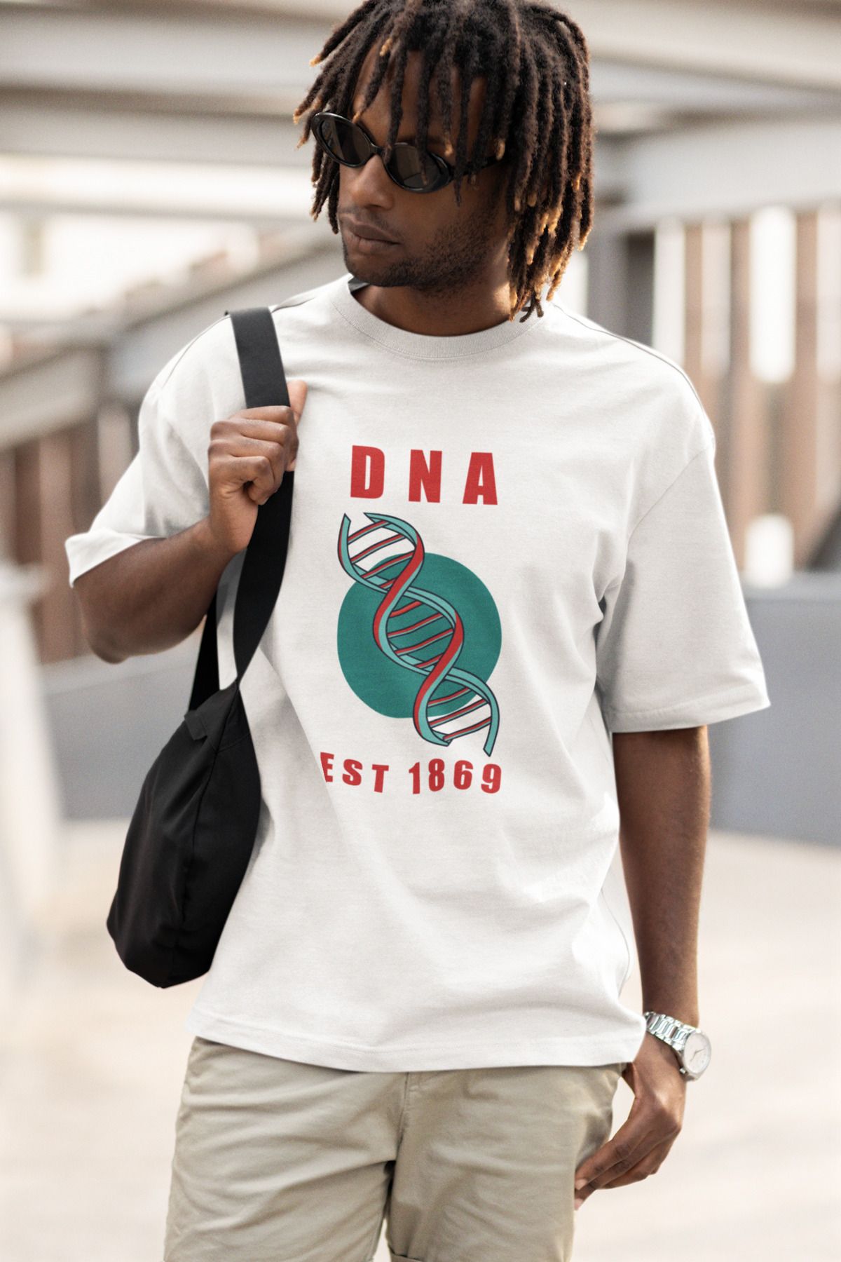 Uniquetex NUBENSE / DENGA-08 - Oversize Unisex Teleskop Baskılı Beyaz Bisiklet Yaka T-shirt (Bilim Tişört)