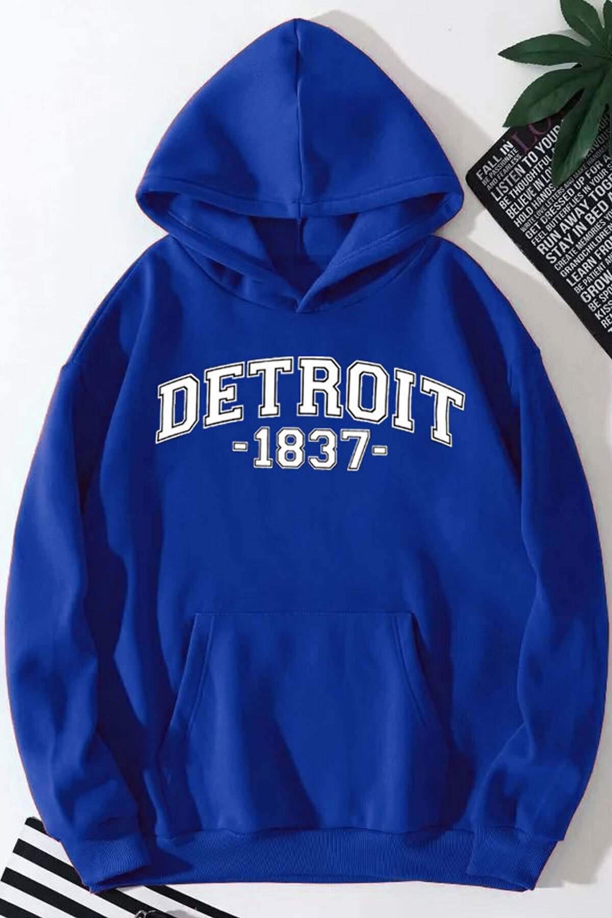 ModaSphere Detroit Baskılı Kapüşonlu Sweatshirt