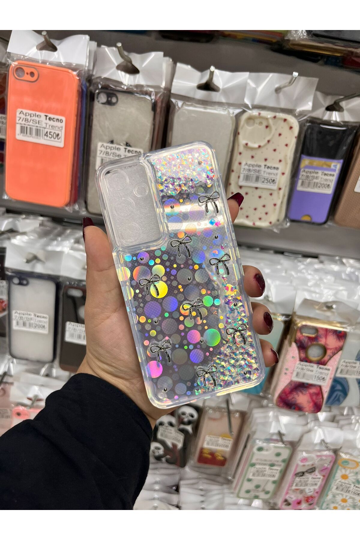 TECNOTREND Galaxy A55 sıvı parıltılı Hologramlı şeffaf silikon kılıf