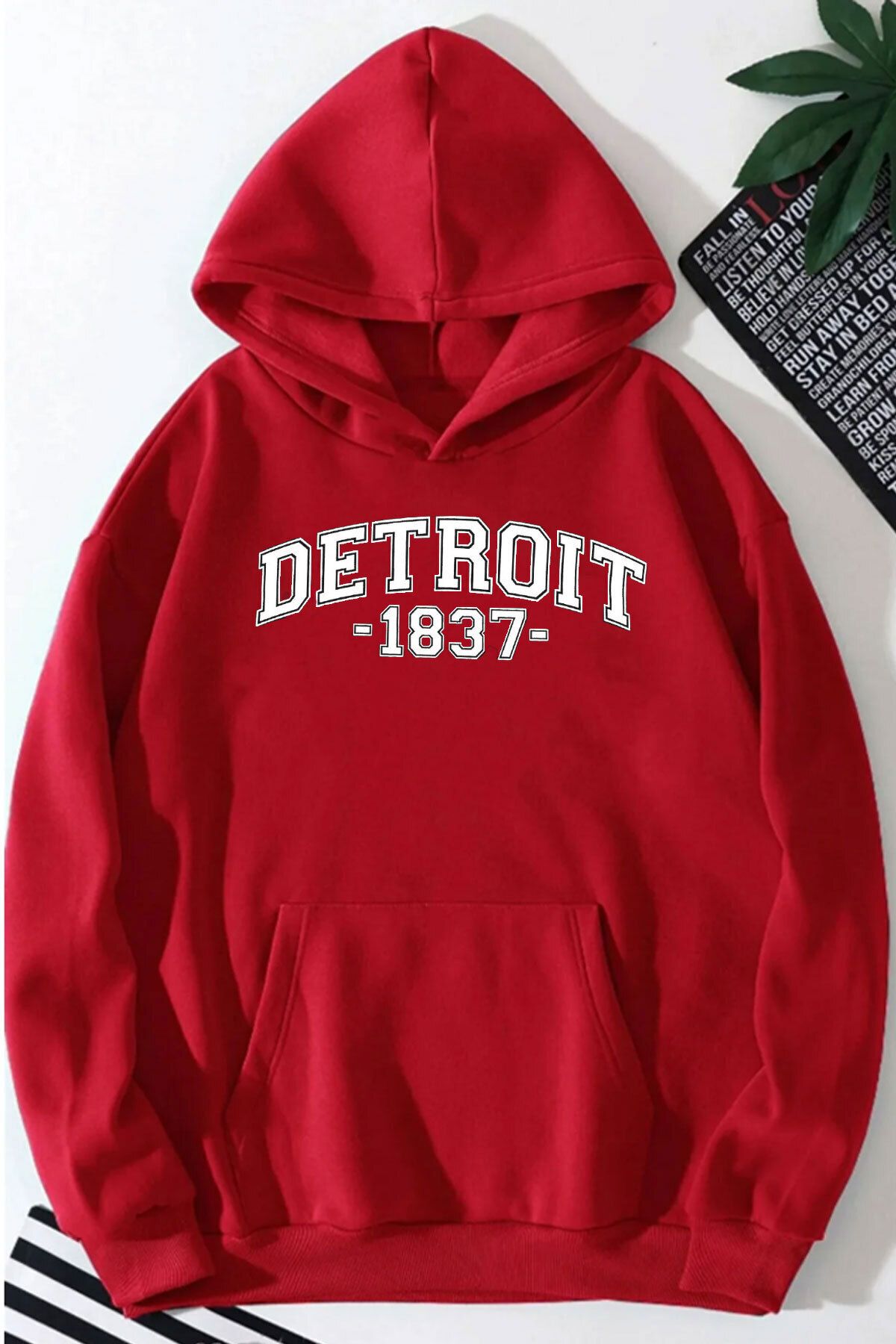ModaSphere Detroit Baskılı Kapüşonlu Sweatshirt