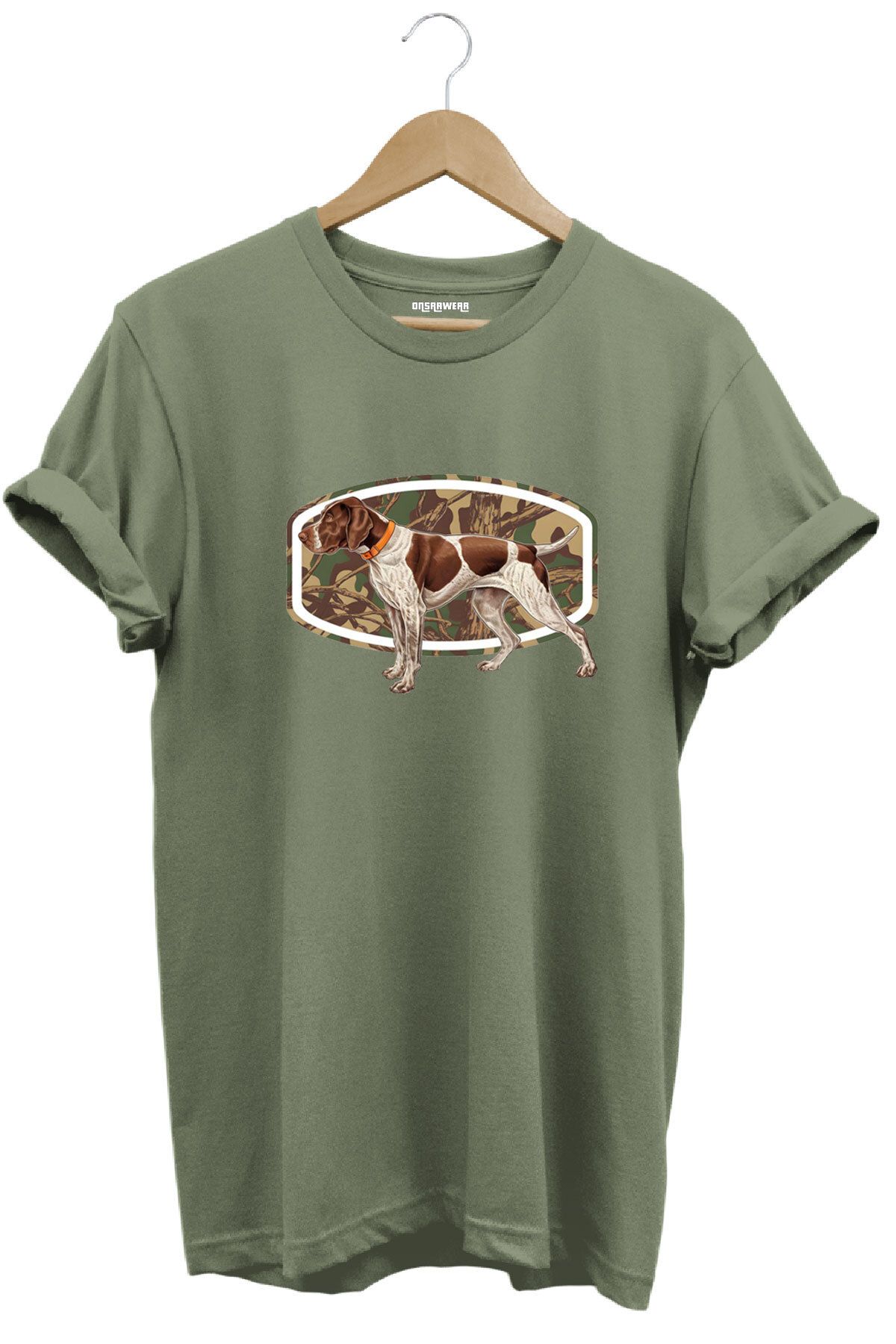 onsrawear Avcılık Pointer Av Köpeği Tasarım Baskılı Unisex %100 Pamuk Basic T-shirt