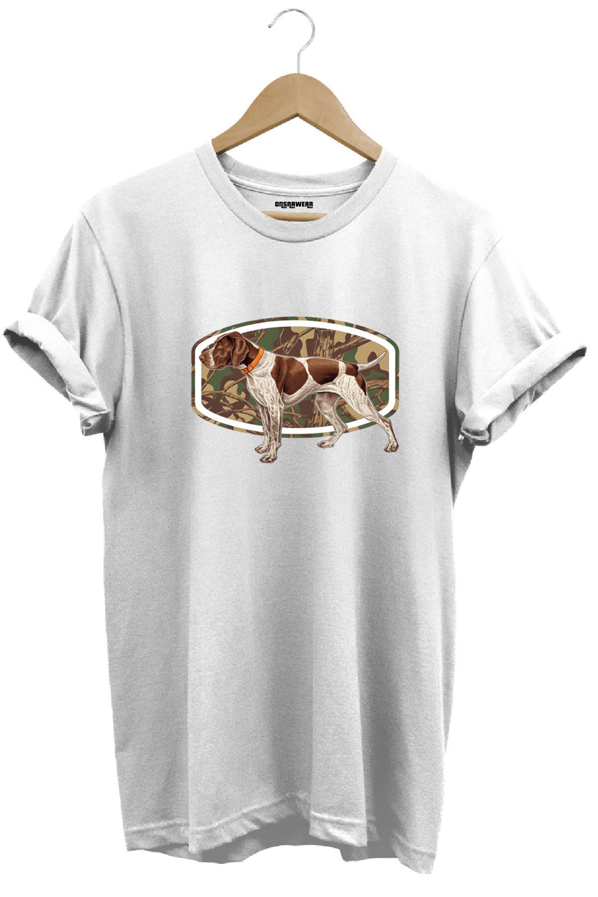 onsrawear Avcılık Pointer Av Köpeği Tasarım Baskılı Unisex %100 Pamuk Basic T-shirt