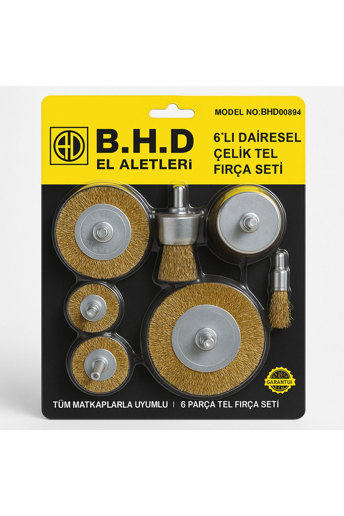 Toptancı Amca 6 Parça Dairesel Çelik Pimli Tel Fırça Seti Matkaba Takılabilir Tel Fırça Seti