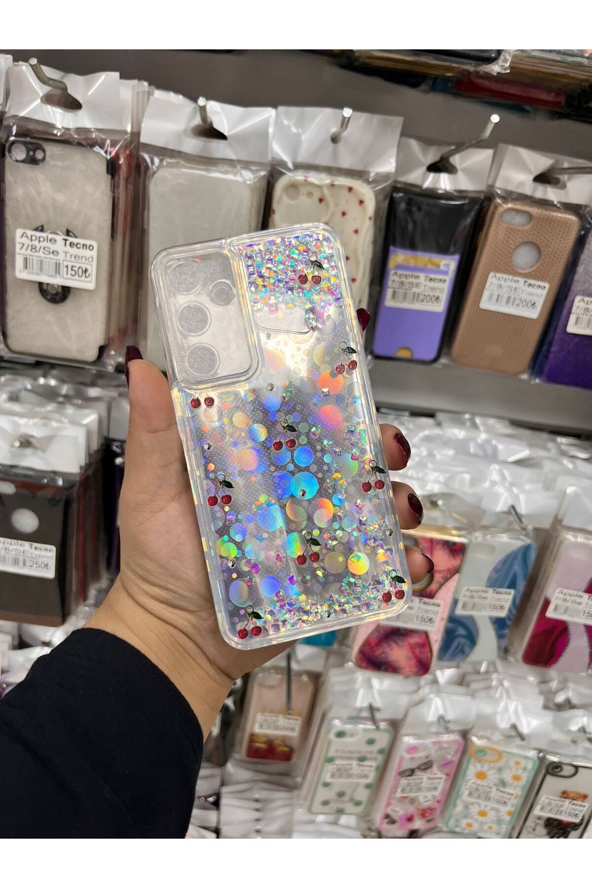TECNOTREND Galaxy A55 sıvı parıltılı Hologramlı şeffaf silikon kılıf
