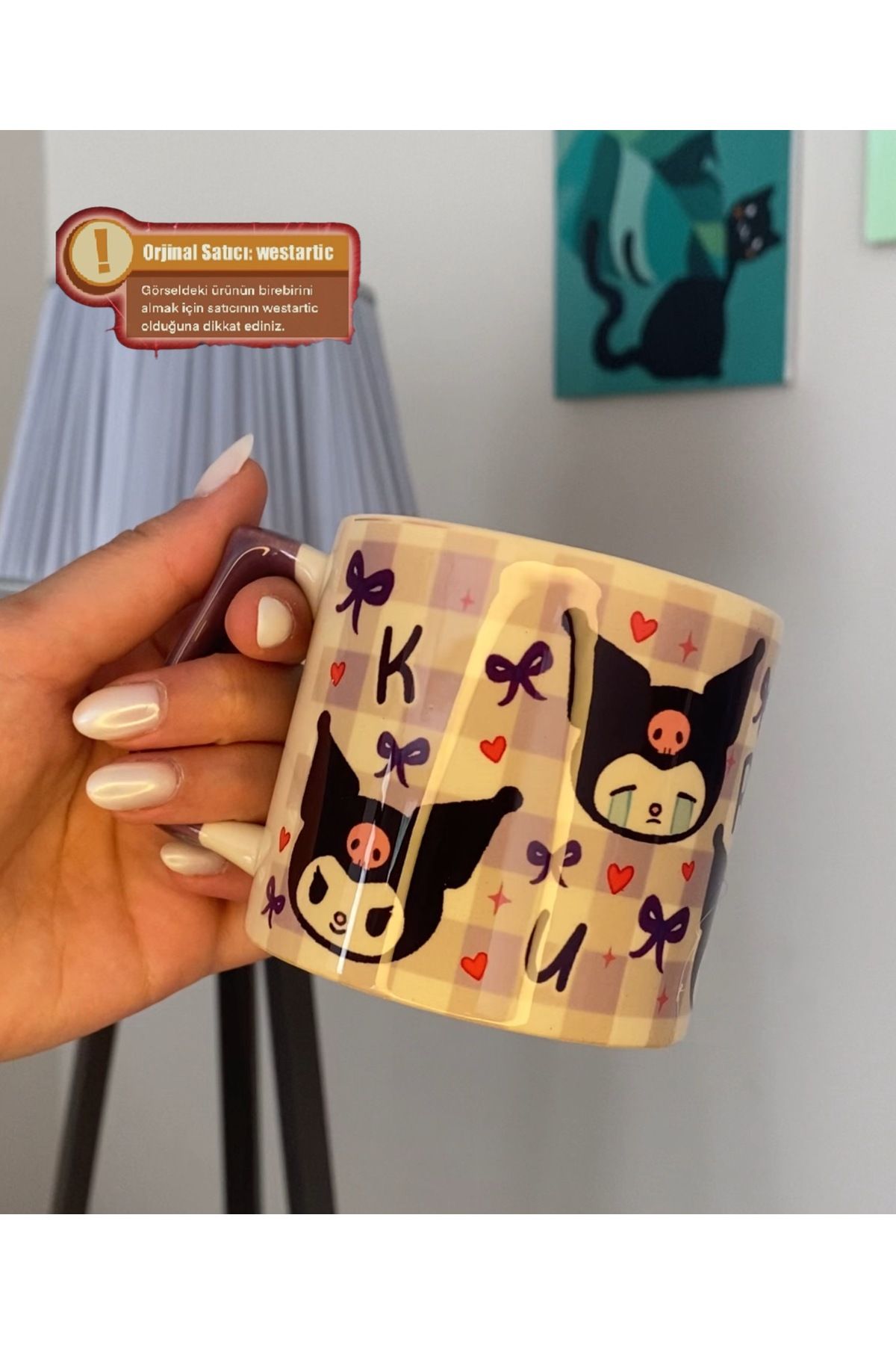 westartic Hello Kitty, Kuromi, Cinnamoroll, Melody, Pompompurin, Pochacco (Sanrio) Kupa Bardak Kahve Fincanı
