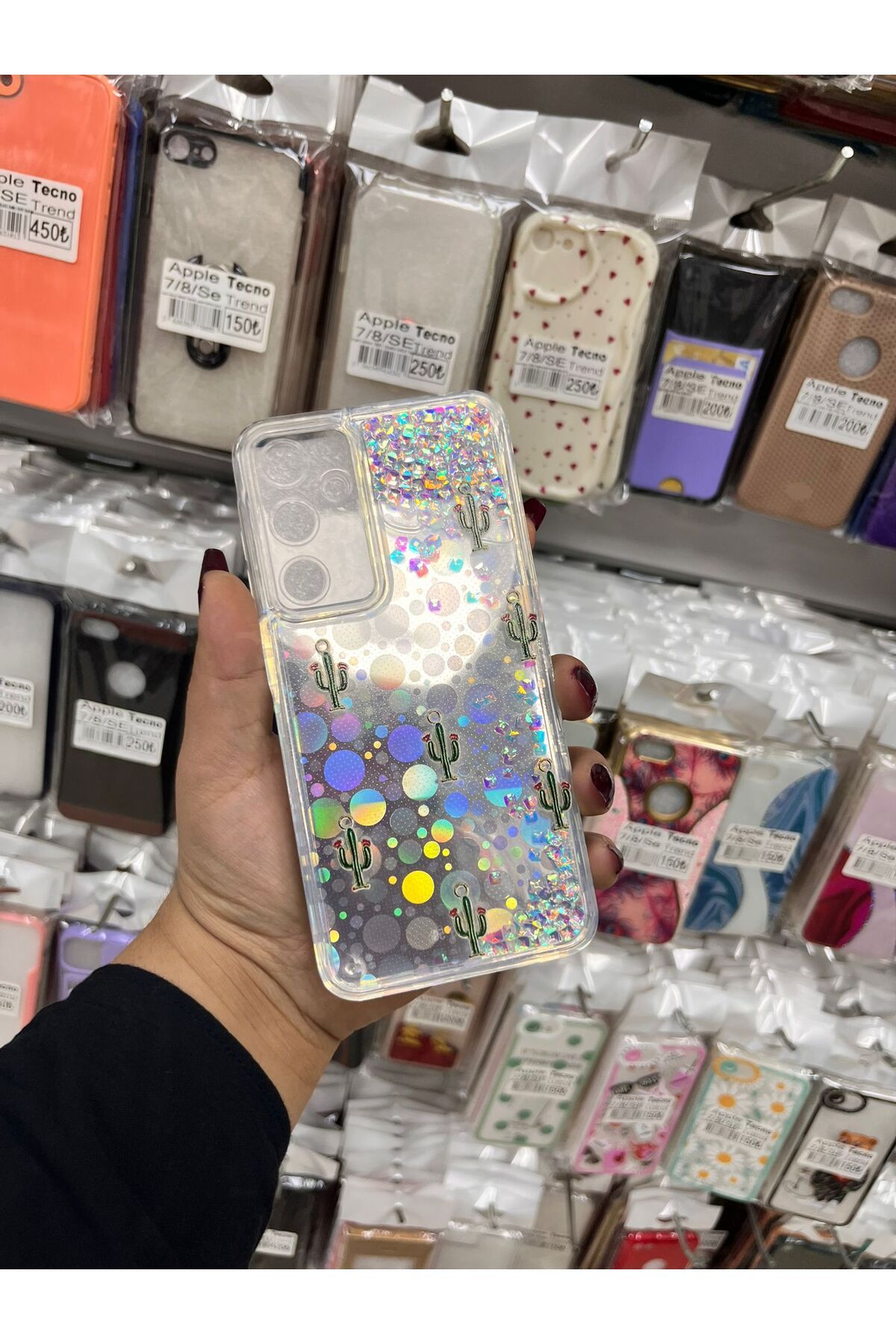 TECNOTREND Galaxy A55 sıvı parıltılı Hologramlı şeffaf silikon kılıf