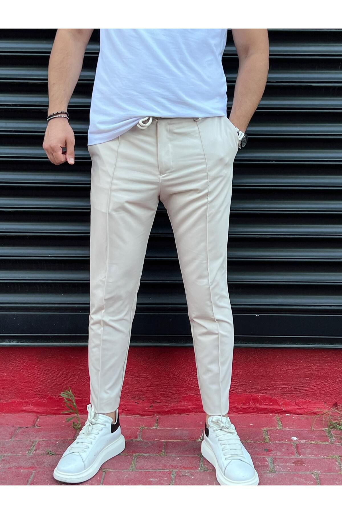 Yubacollection Paraşüt Kumaş Pantolon Bej