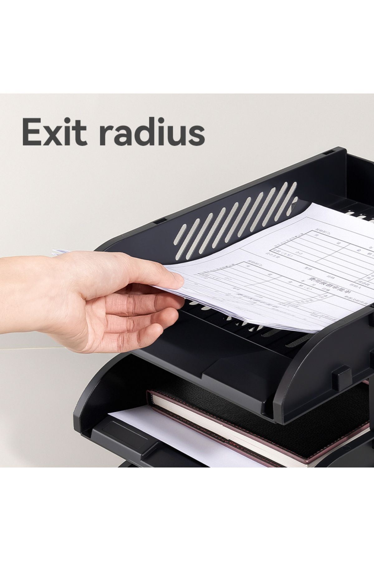 Deli-E9213-BK File Tray 3-Tier Stackable Organizer 325×241×255mm – ideal for office desktop sorting 3