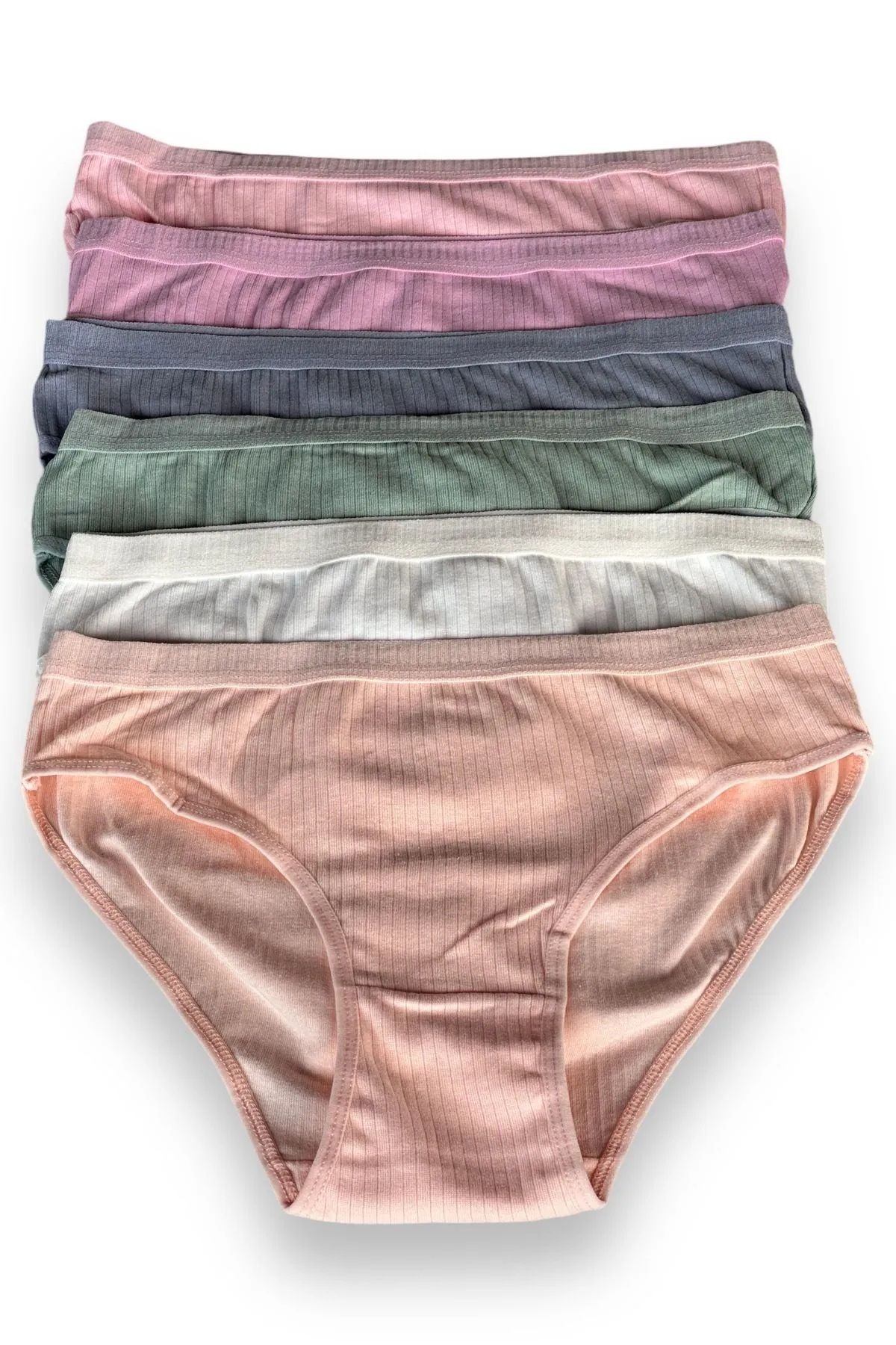 Katmirra 6'lı Dondeza Raporlu Pastel Renk Kadın Külot Bikini Bato iç giyim