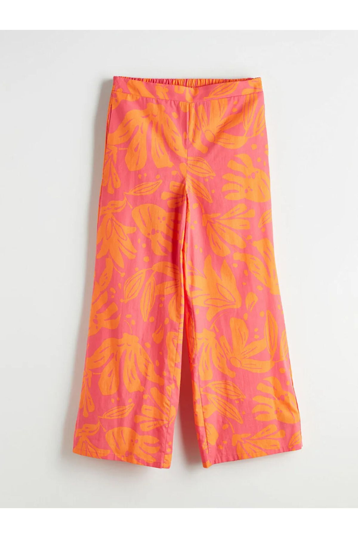 LC Waikiki LCWAIKIKI Classic Pembe Beli Lastikli Desenli Kadın Pantolon