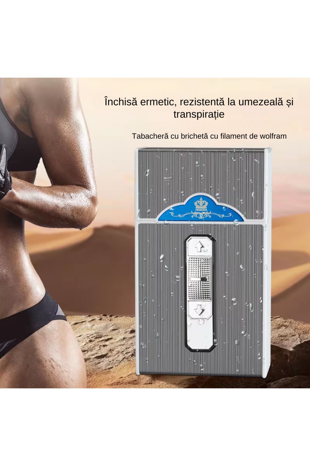 LUDORA-Electric Lighter, With Cigarette Case, Snuffbox Style, Windproof, USB Charging, Cable Included 6