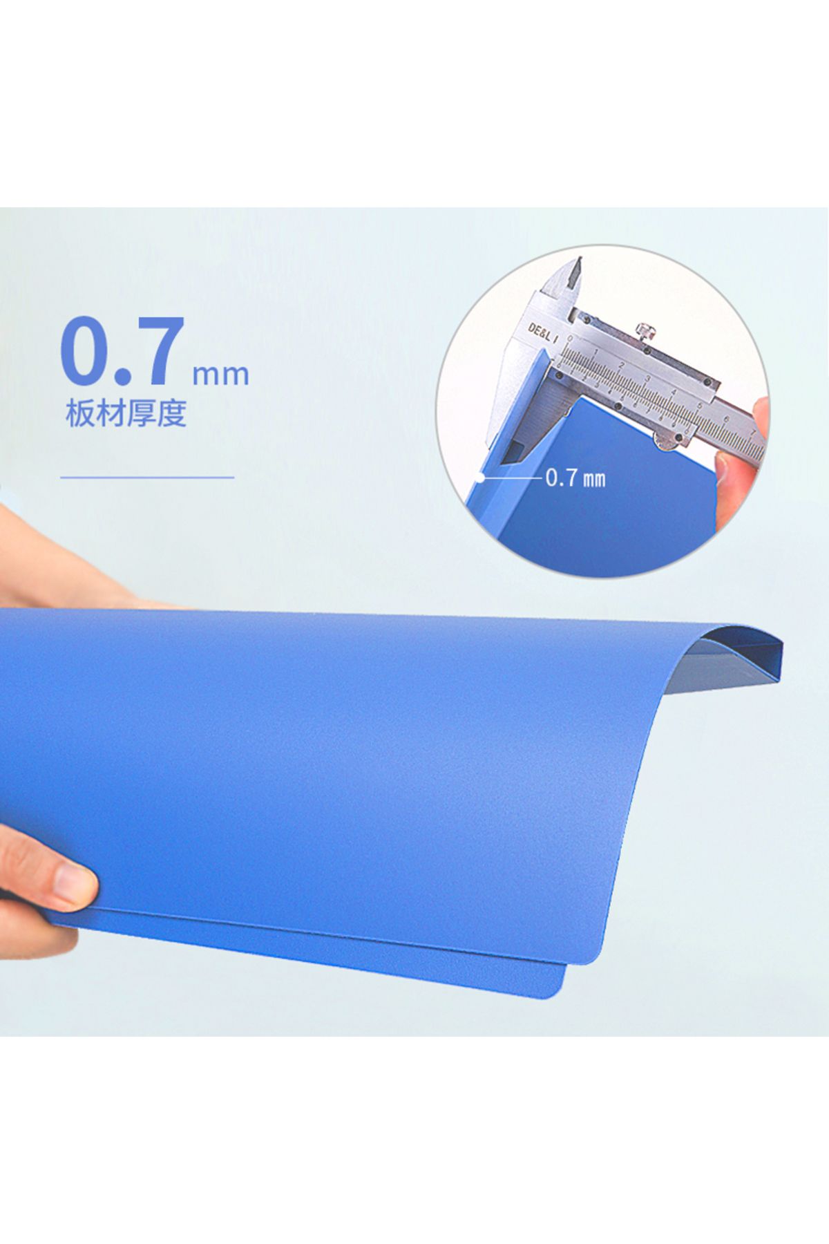 Deli-5302 2-Clamp Folder, A4 Size, Blue PP – Ideal for Office Filing and Daily Document Use 4
