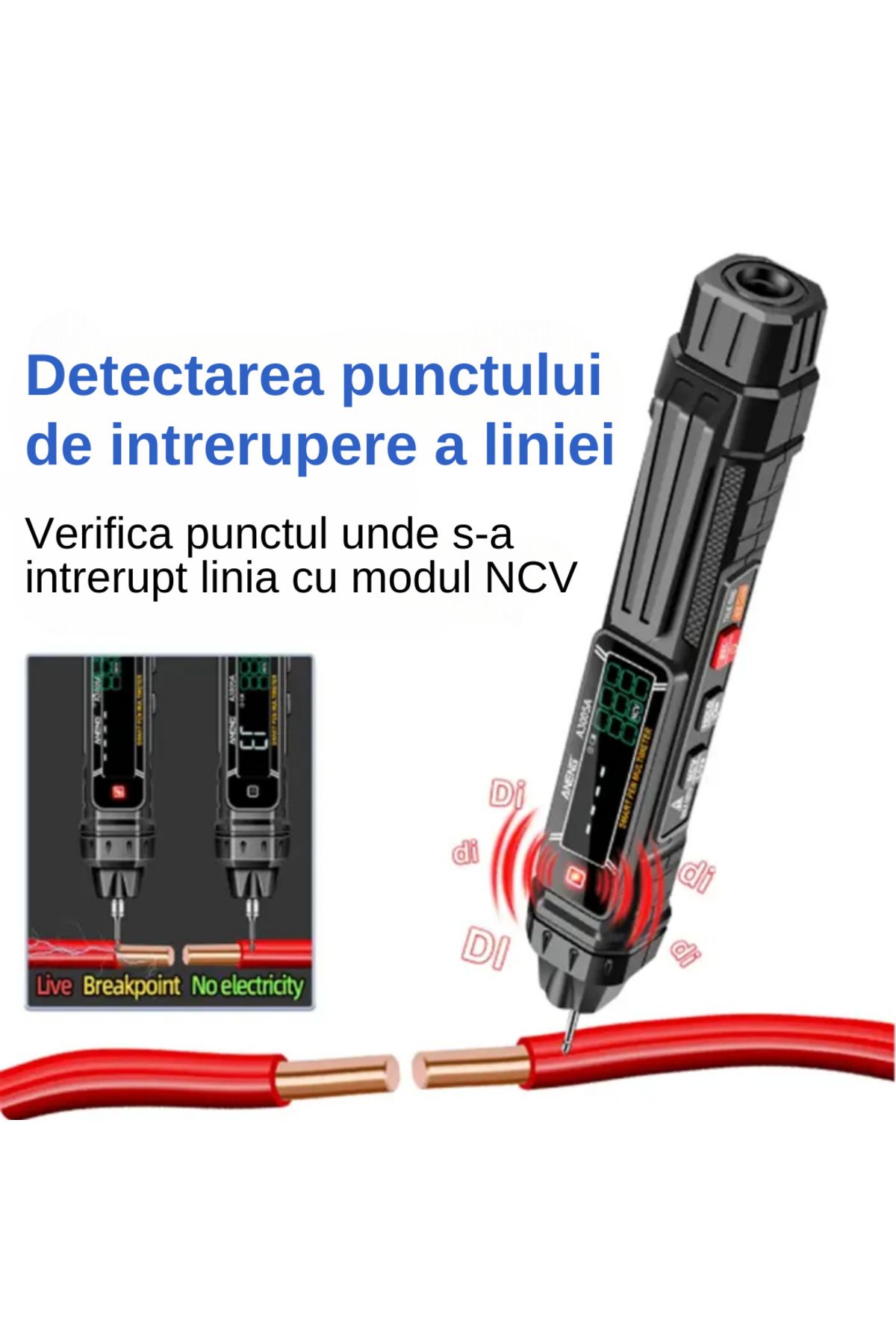 LUDORA-Digital Multimeter, Digital Display, NCV Detection, 0.8-600V, Built-in Flashlight, Multiple Functions 6