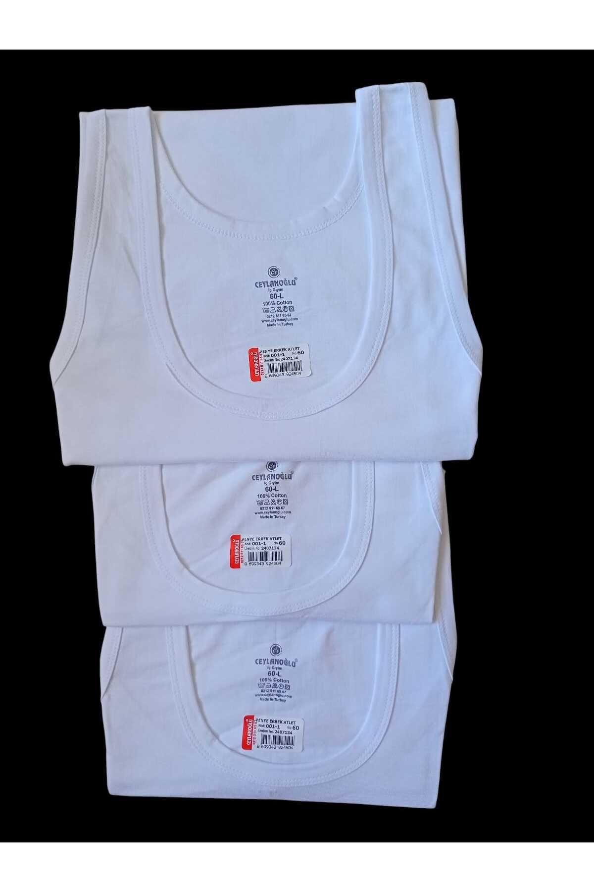balkonda Erkek atlet 3'lü ekonomik paket pamuklu cotton beyaz esnek yumuşak ABC1-1
