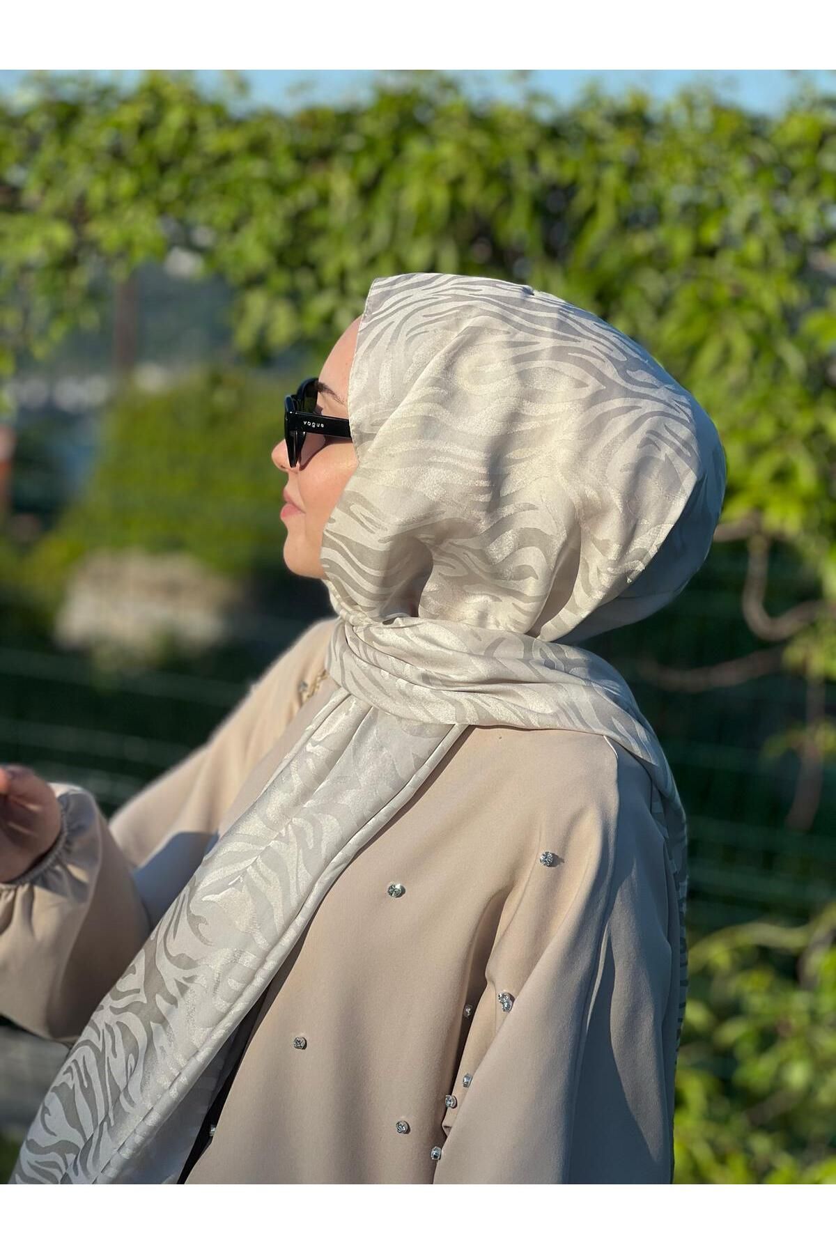 BEGONYASCARFSS ZEBRA DESEN PAMUK JAKAR İPEK ŞAL