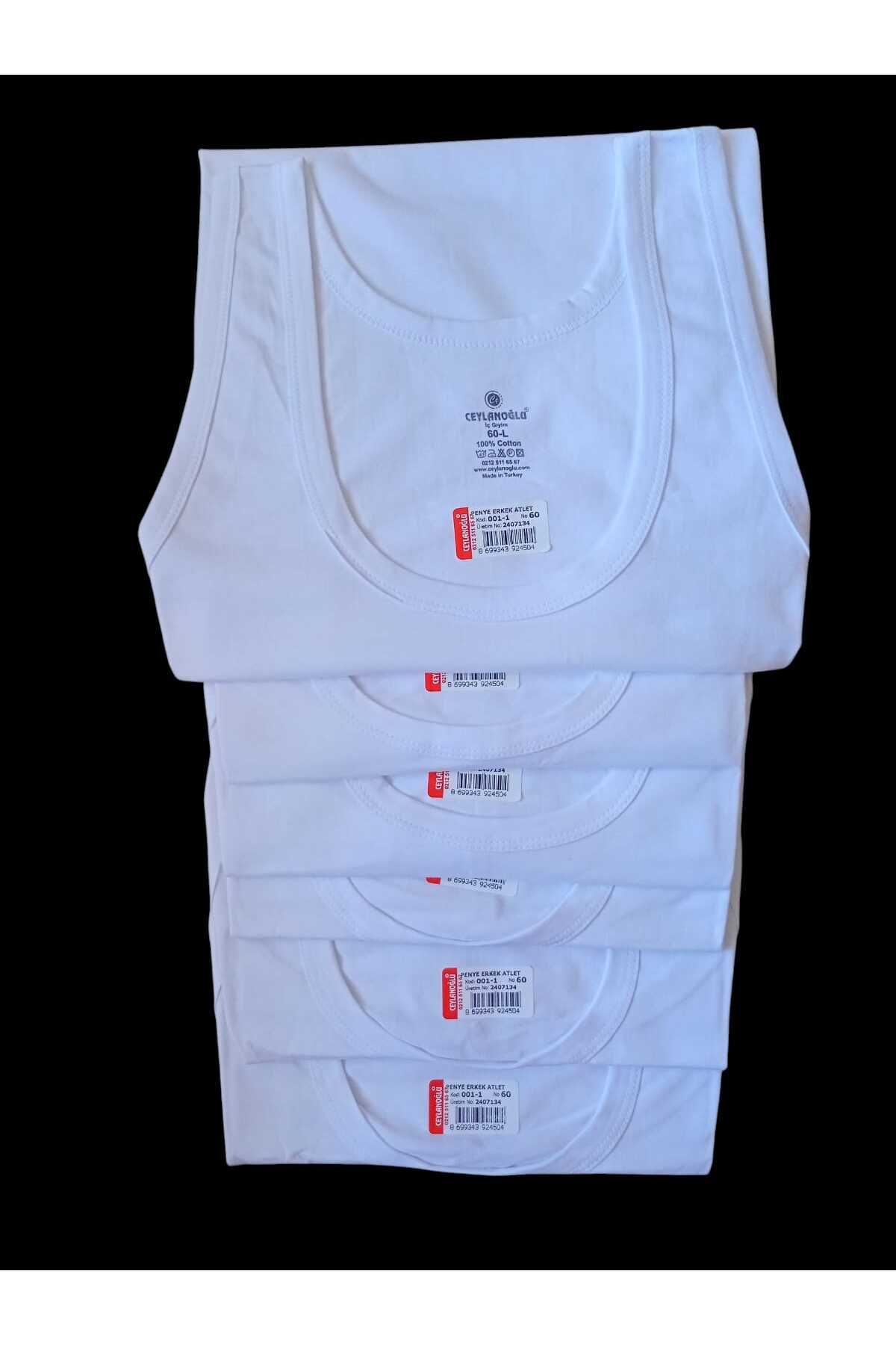 balkonda Erkek atlet 6'lı ekonomik paket pamuklu cotton beyaz esnek yumuşak ABC1-2