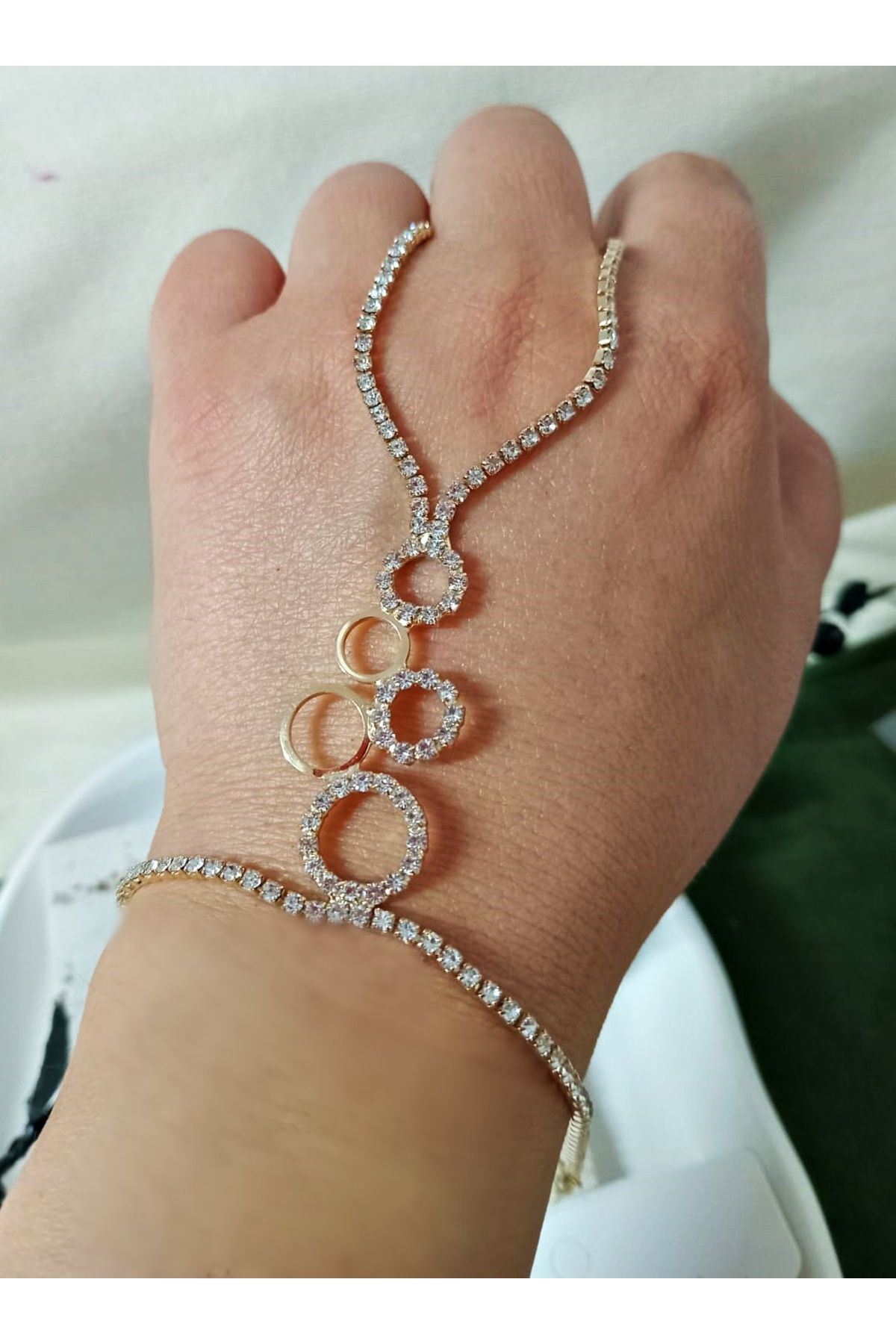 mos&more Gold Su Yolu Taşlı Kararmaz Şık Şahmeran