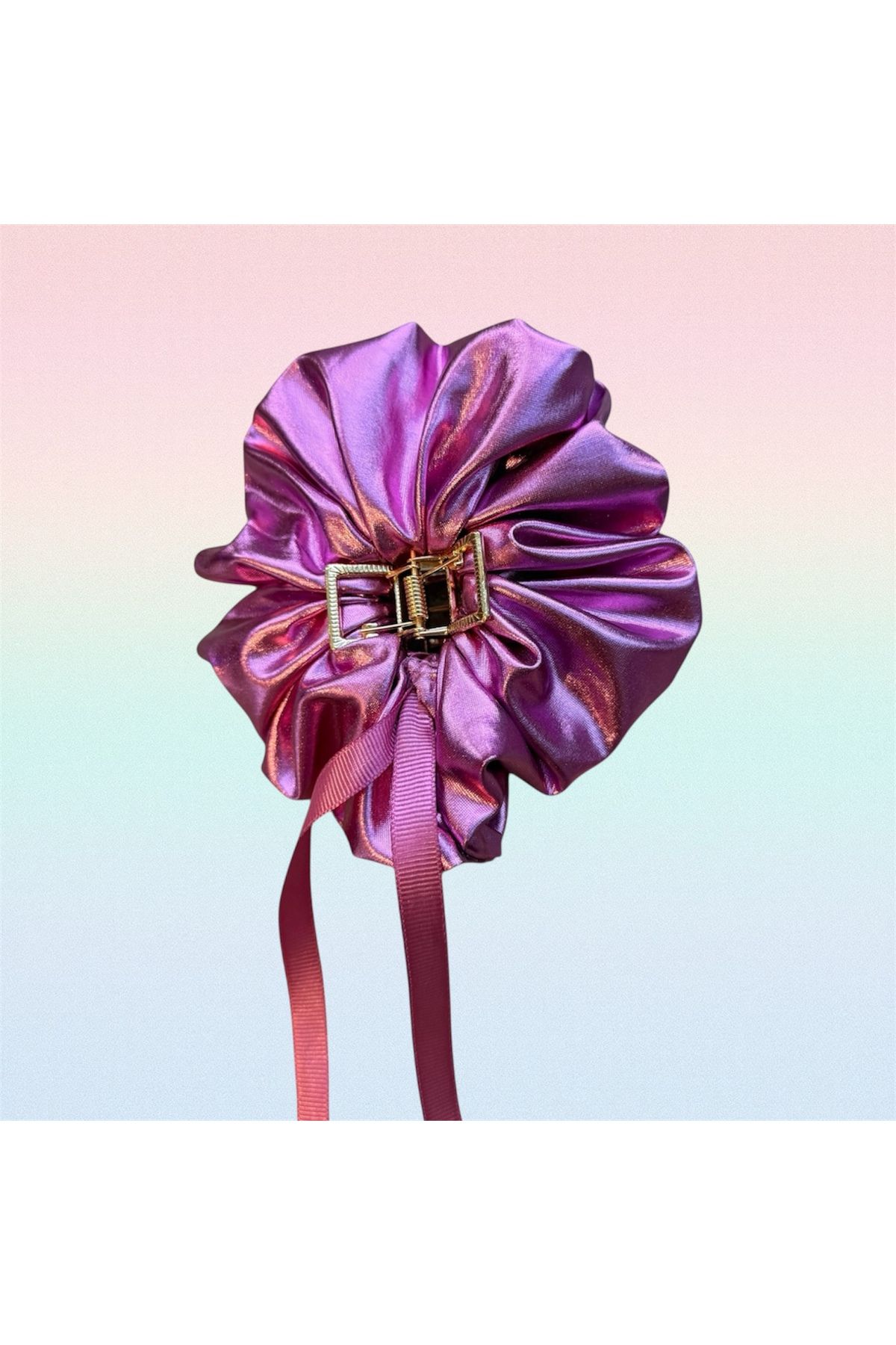 Cute Pink Shine Claw Işıltılı Deri Mandal Toka