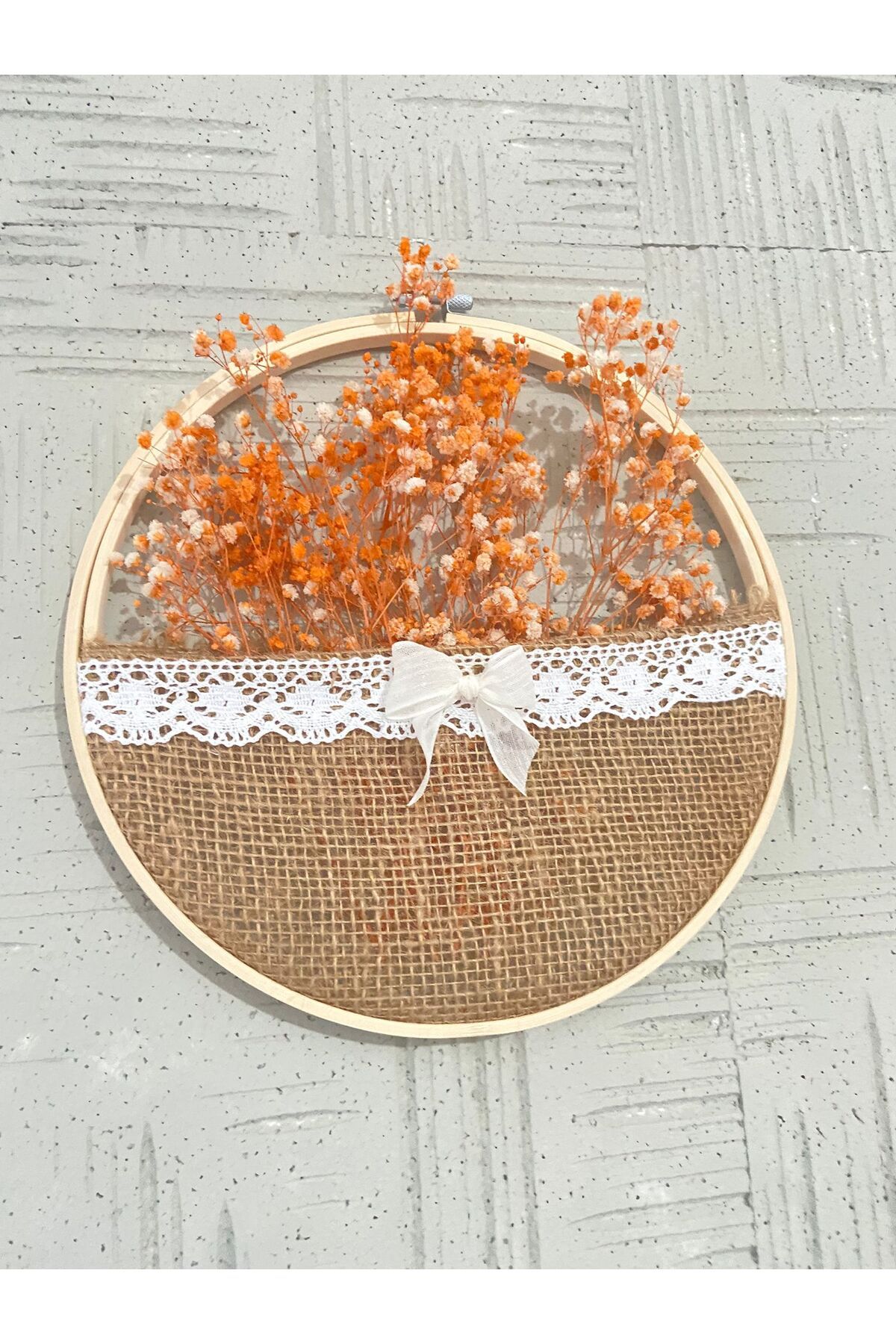 Sessiz Renkler Duvar Süsü /27 cm Ahşap Kasnakta şoklanmış çiçekler