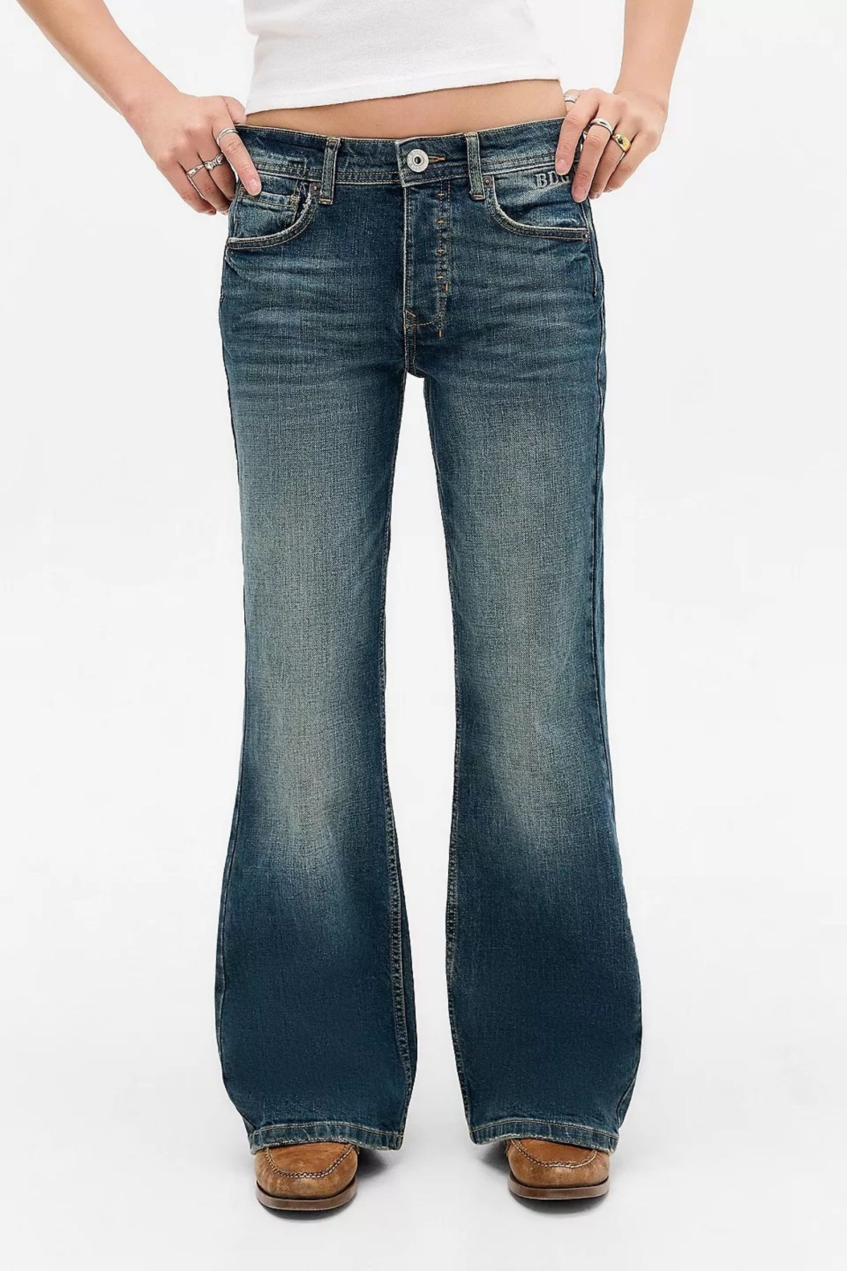 september island Vintage Lacivert Rahat Kalıp Flare Jeans