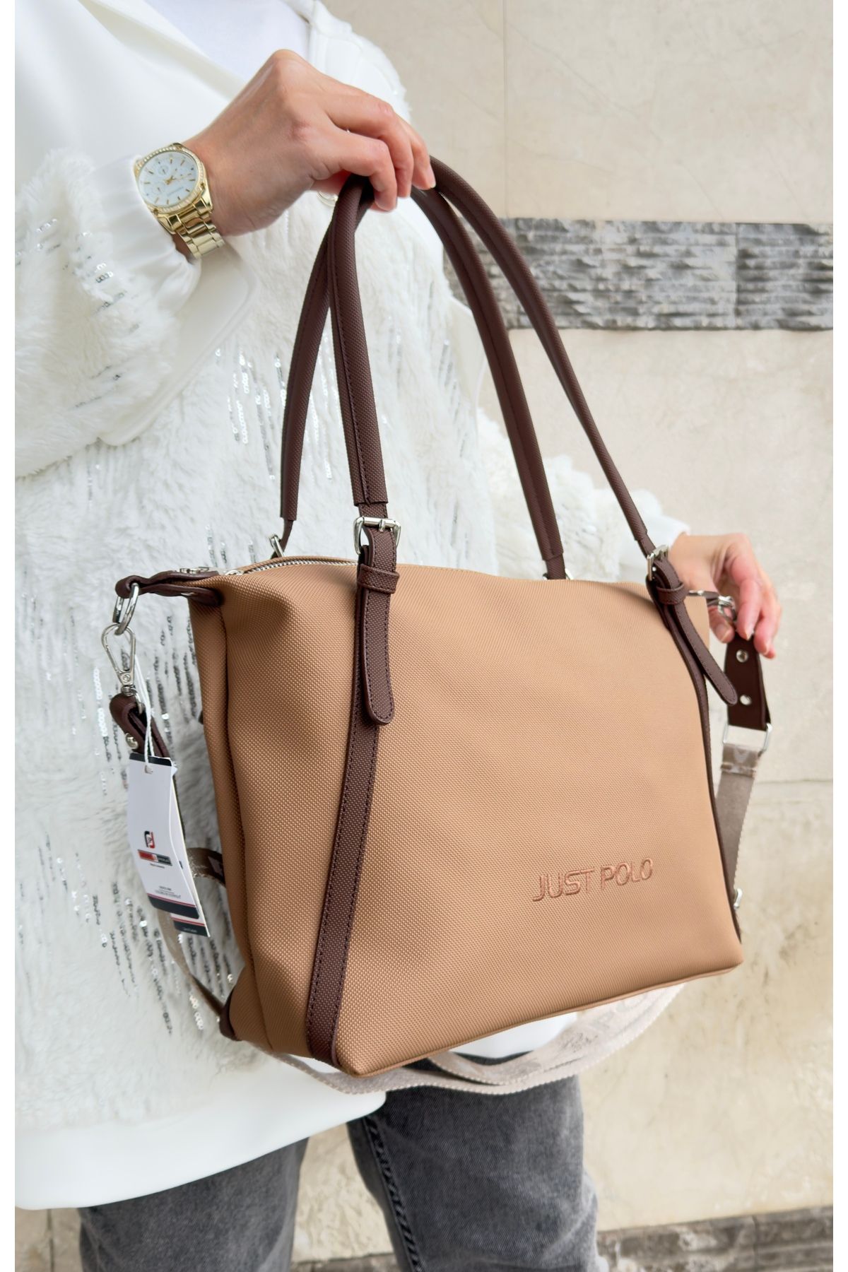 Just Polo JP orijinal just polo kadın büyük boy omuz çantası ebat 32x28 cm