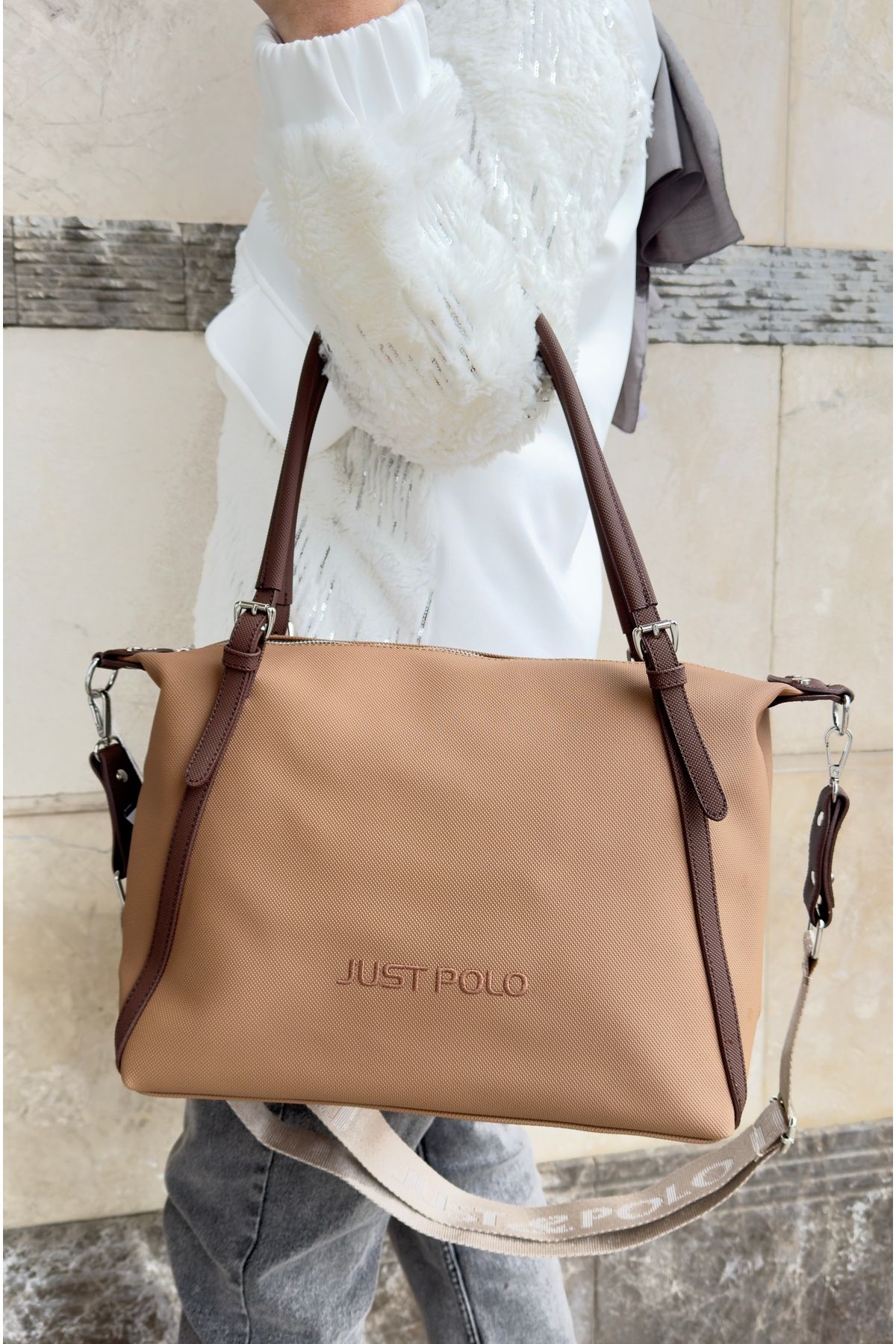 Just Polo JP orijinal just polo kadın büyük boy omuz çantası ebat 32x28 cm