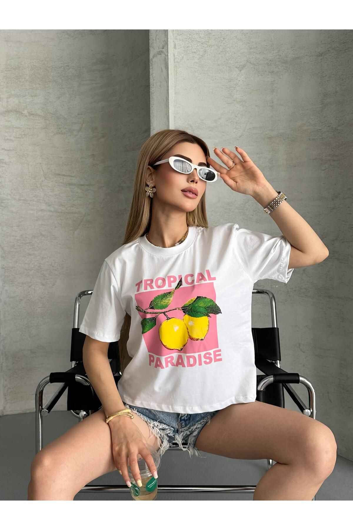 Şeker Portakalım Lemon Detaylı Pamuklu Kısa Kol Tişört
