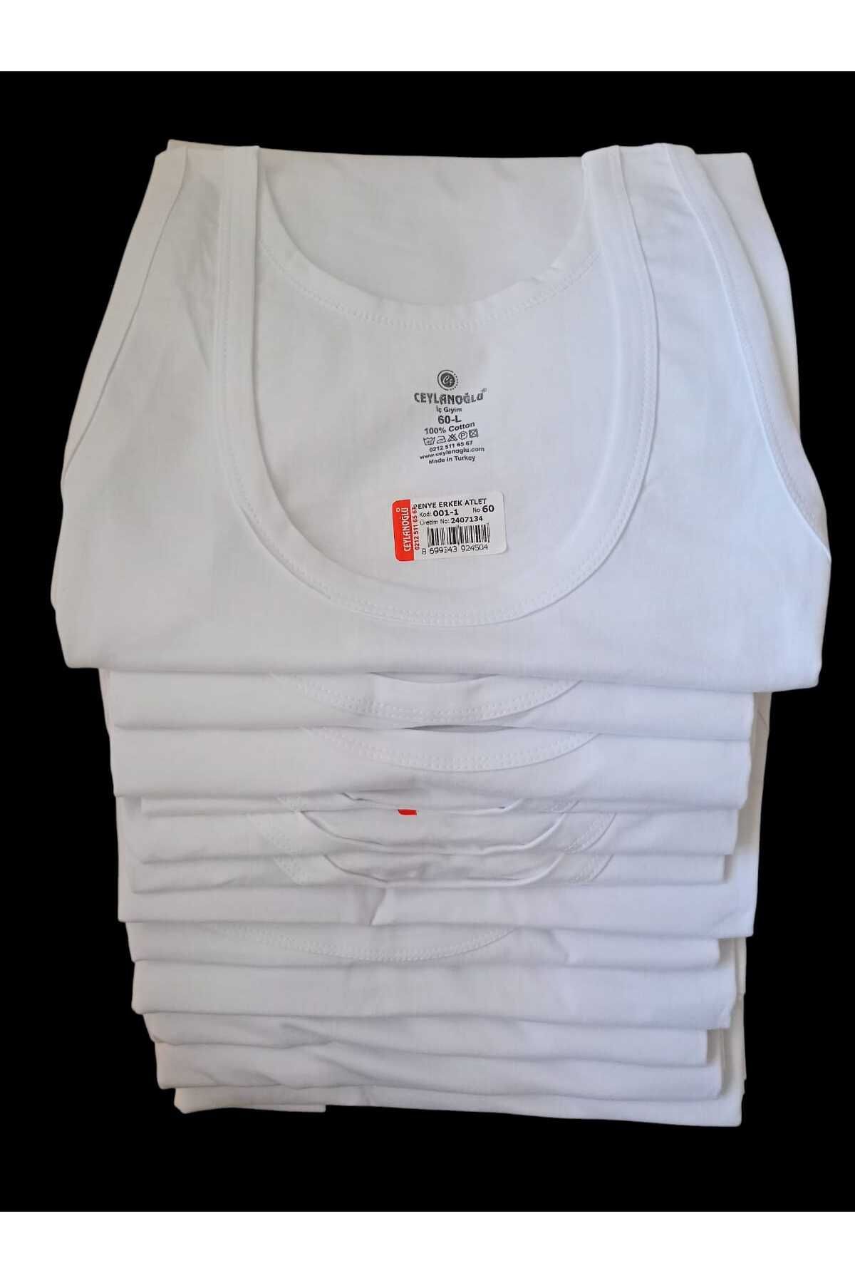 balkonda Erkek atlet 12'li ekonomik paket pamuklu cotton beyaz esnek yumuşak ABC1-3