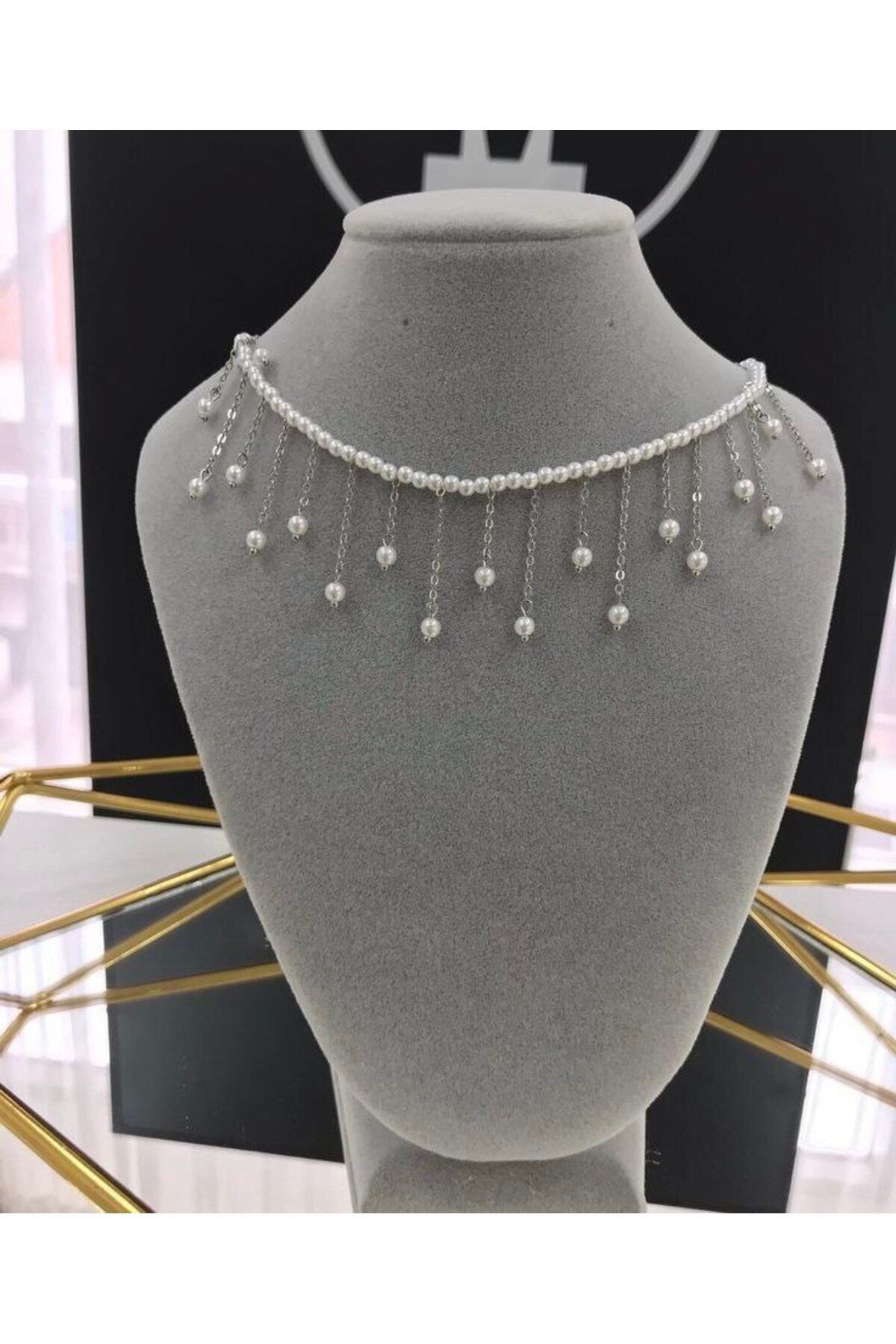 Shiklik MODA Şıklığınızı Tamamlayacak Beyaz İnci Zincir Kolye
