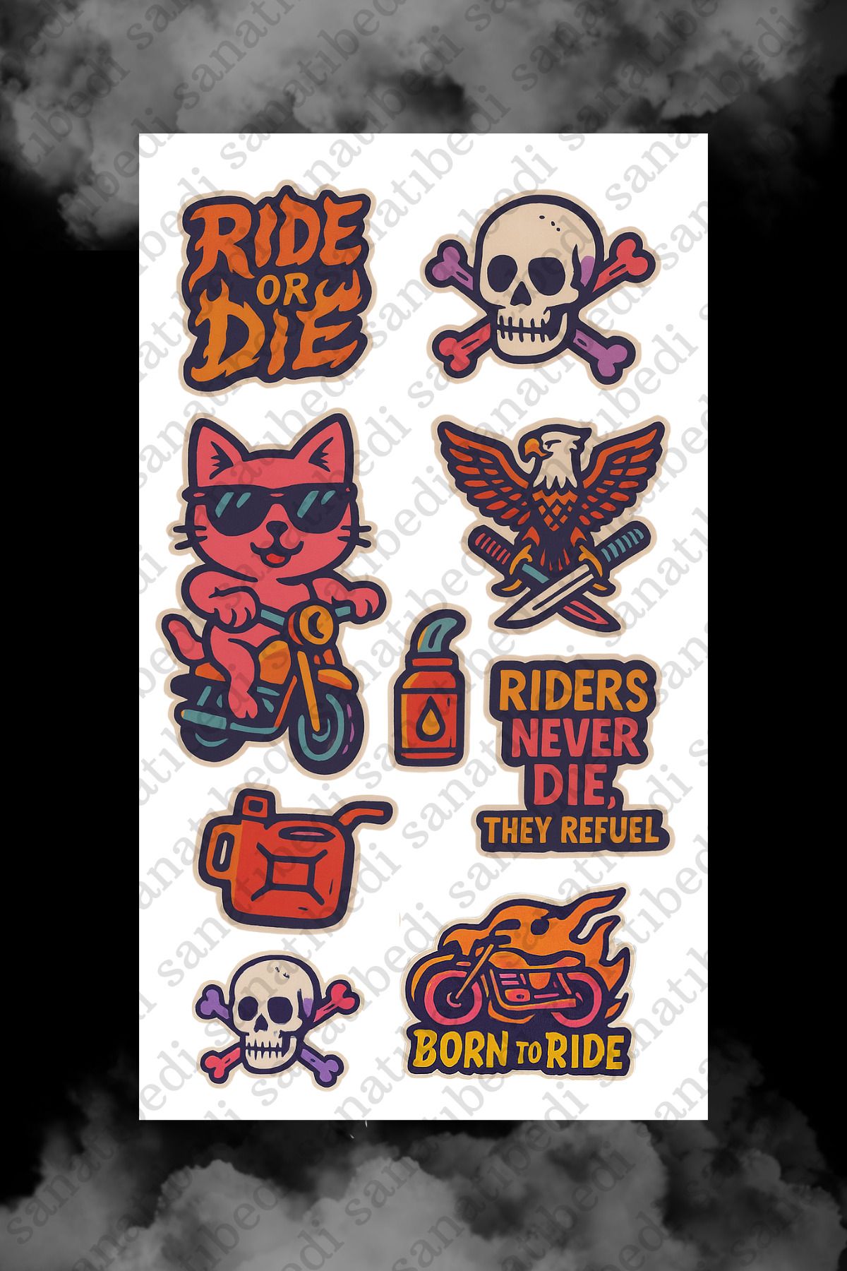 sanatıbedi Araba Motor ve Kask için Suya Dayanıklı Ride Sticker - Motorsiklet Kask Bisiklet Araba için Etiket