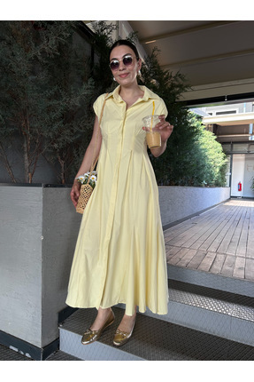 biumi butik Belden oturtmalı vatkalı gömlek elbise