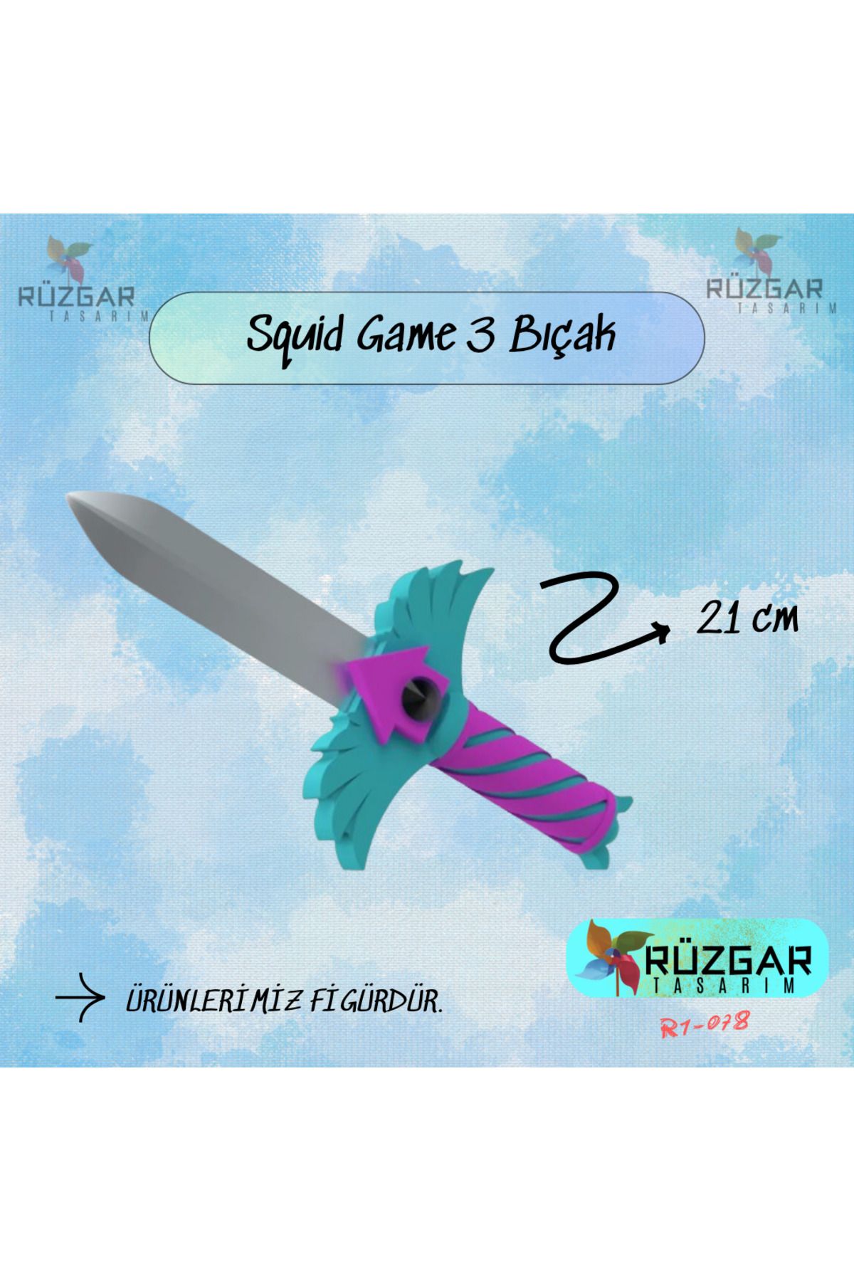 Rüzgar Tasarım Squid Game 3 Bıçak Figürü Knife