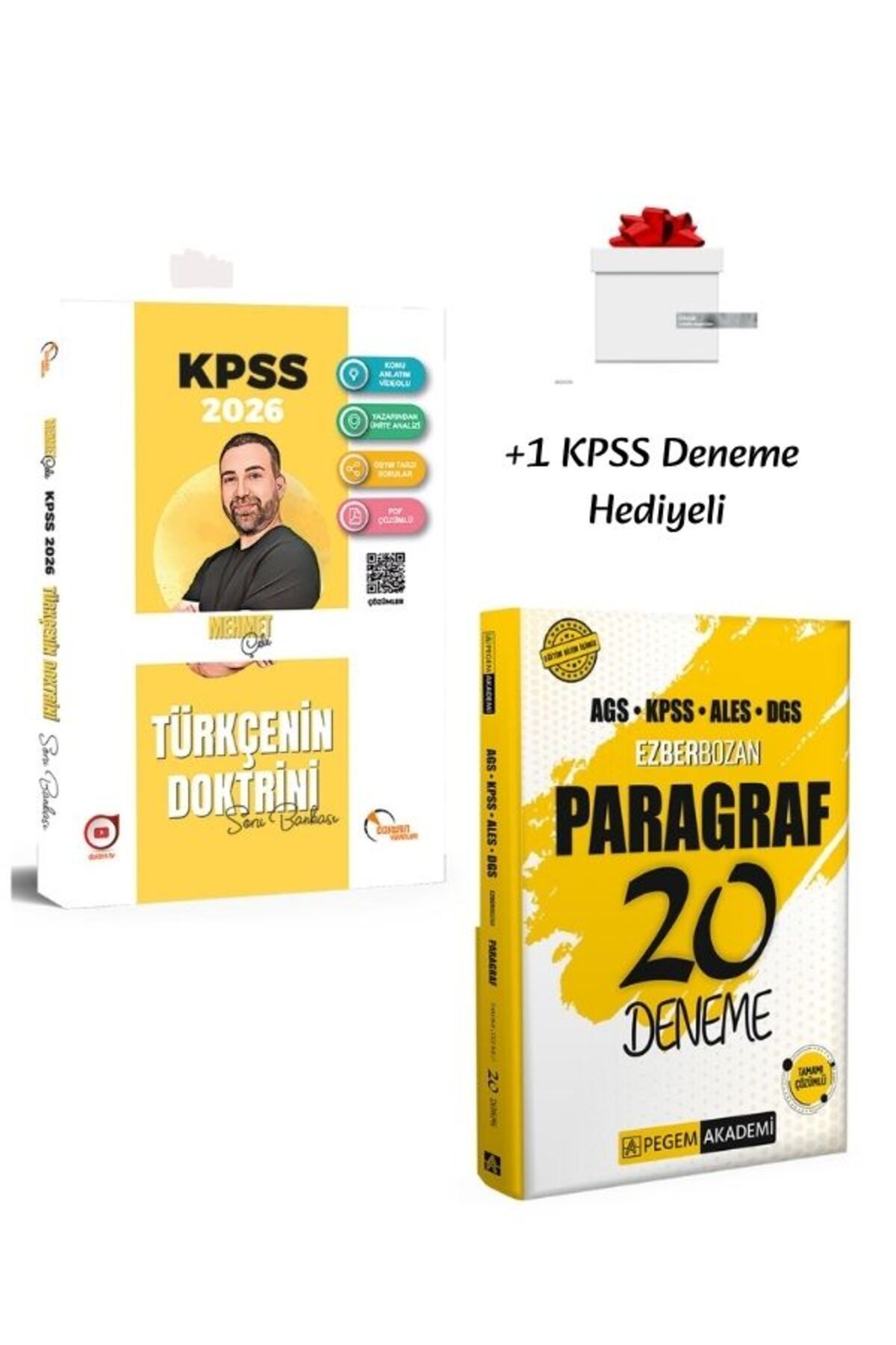 Pegem Akademi Yayıncılık Doktrin 2026 KPSS Türkçe Soru Bankası ve Pegem Paragraf 20 Deneme (2 Kitap) + 1 KPSS Deneme Hediyeli