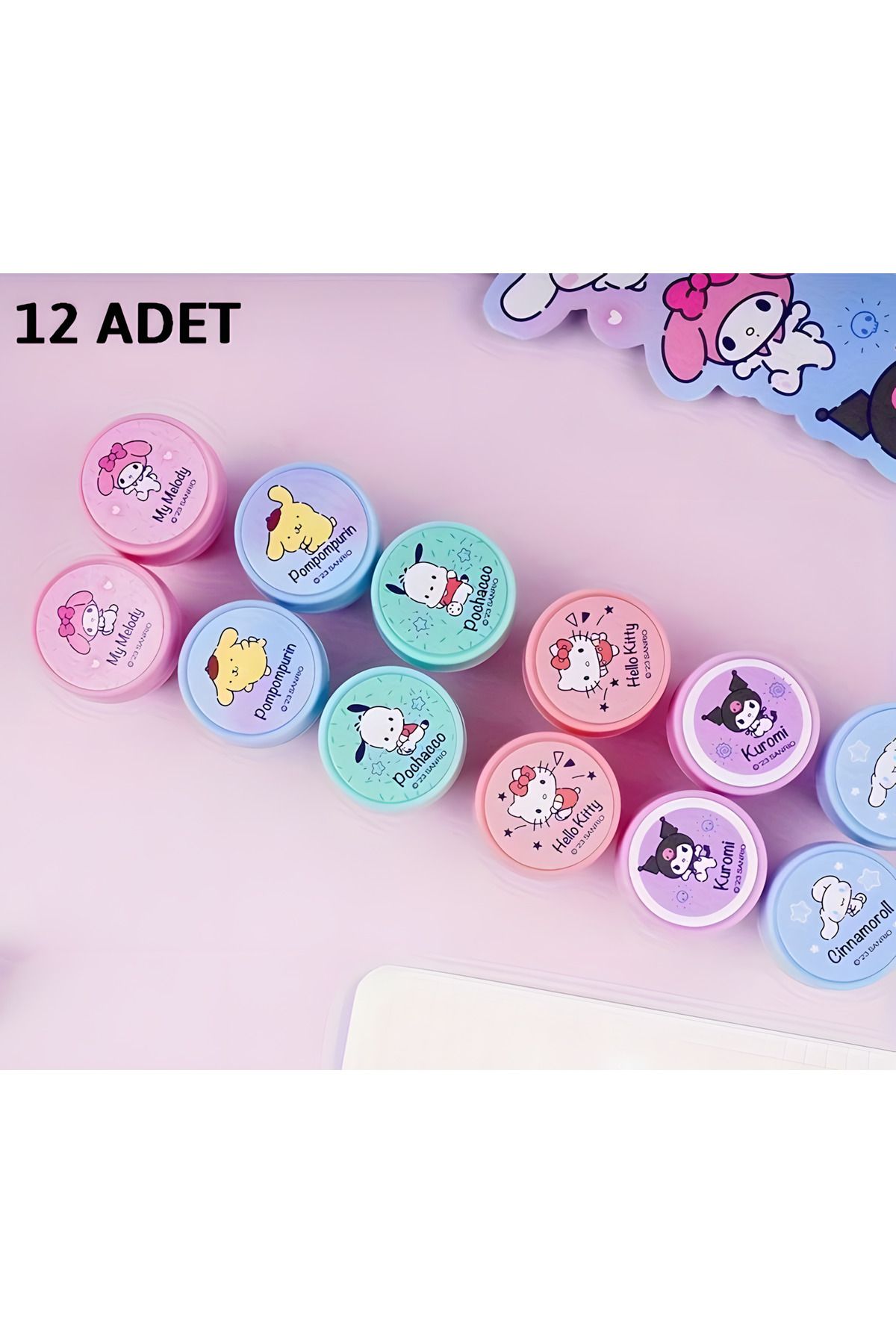 kardelen kırtasiye 12 Adet Sanrio Kuromi Baskı Mühür Çocuklar İçin Damga Kaşe Eğitici Eğlenceli Oyun