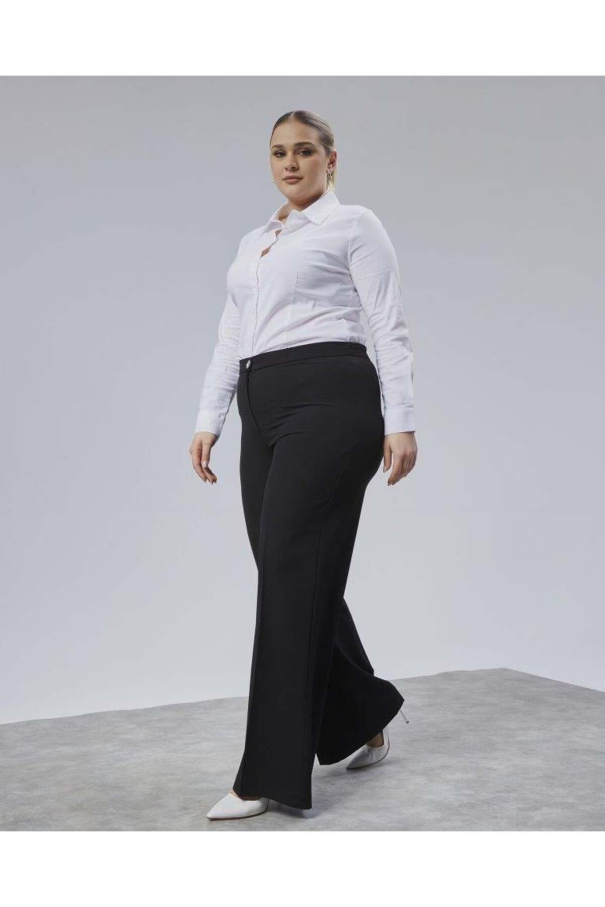 modamtn Poly Viscose Full Lycra Beli Lastikli Battal Pantolon