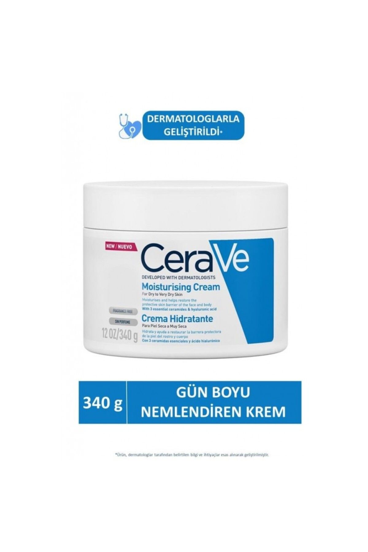 Zenithar CAREVE nemlendirici yüz ve vücüt kremi kuru ciltler için seramid ve hyalüronik asit içerikli 340 gr