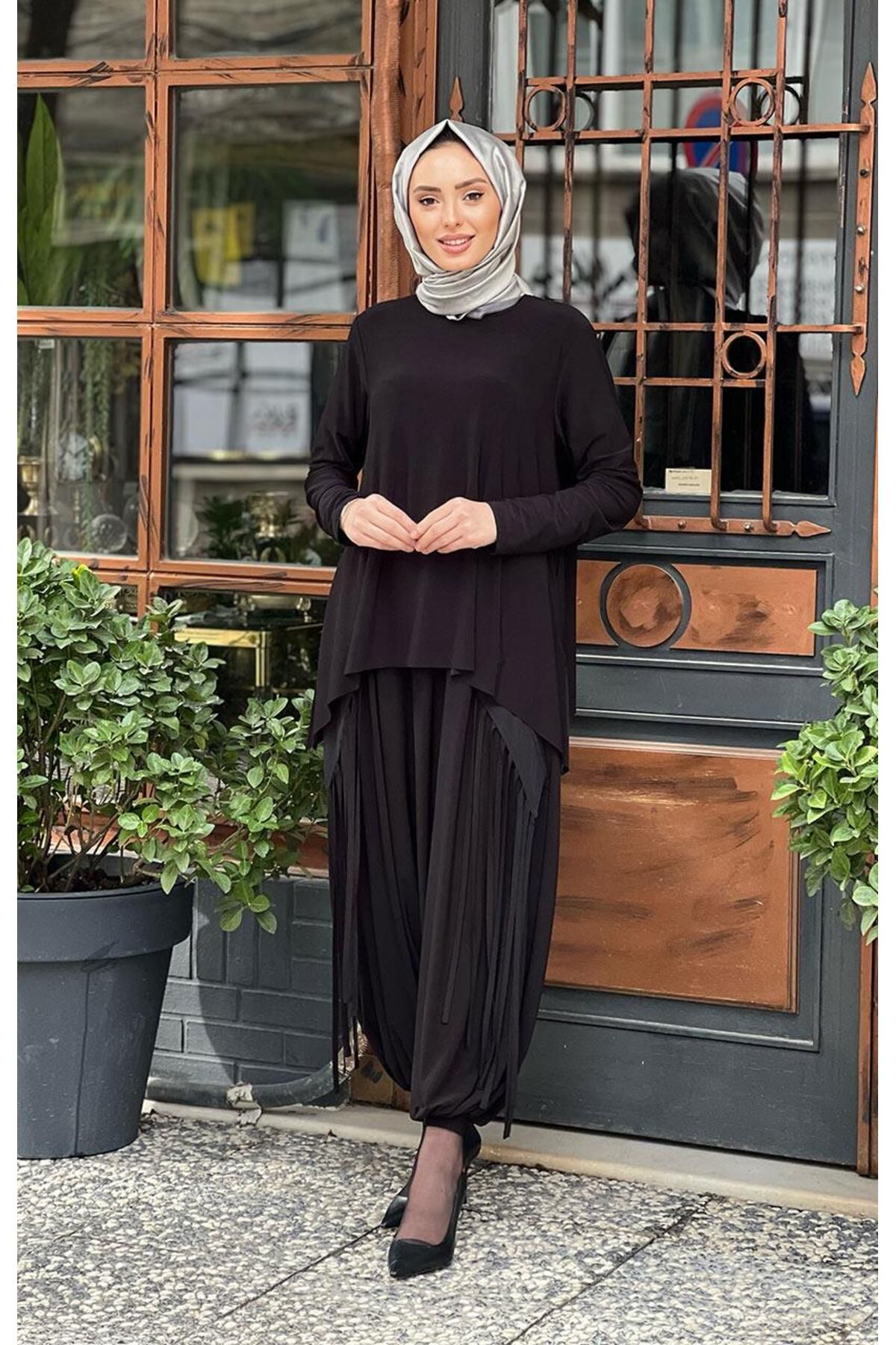 Nurcan Çetin Şalvarlı Takım 24456 Siyah
