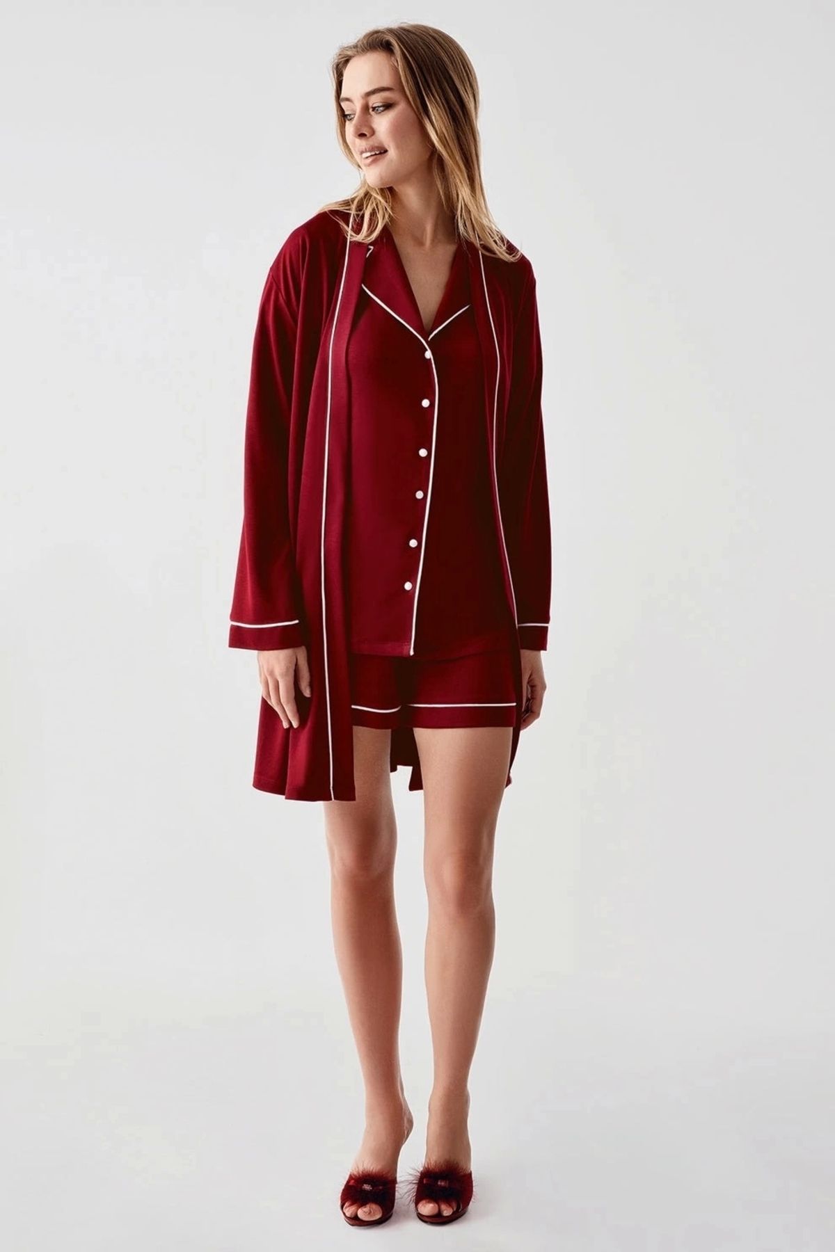 Nemere Freshness 324 Kadın 4'Lü Sabahlıklı Şorlu Pijama Takımı