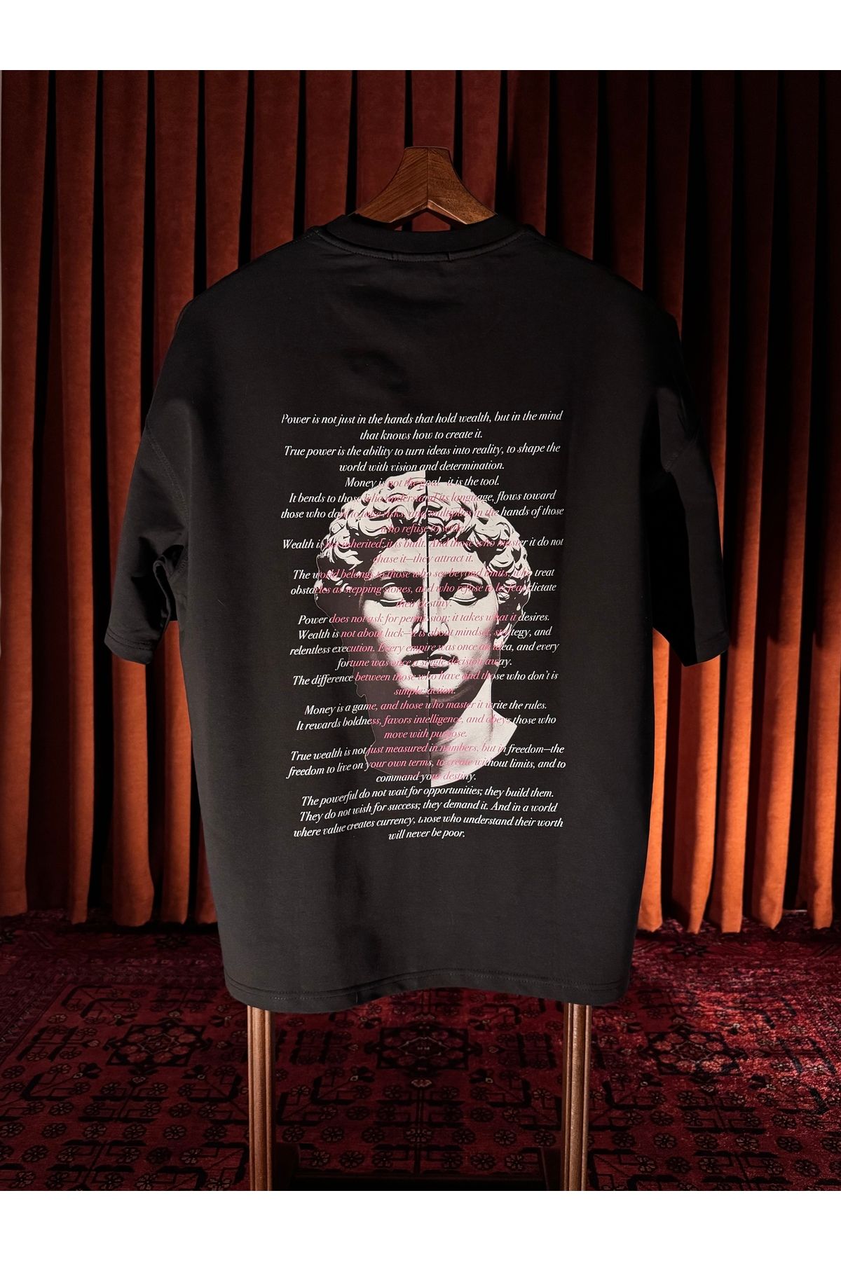 KOUROSHIA Unisex Fortune Whispers Bisiklet Yaka Oversize T-Shirt