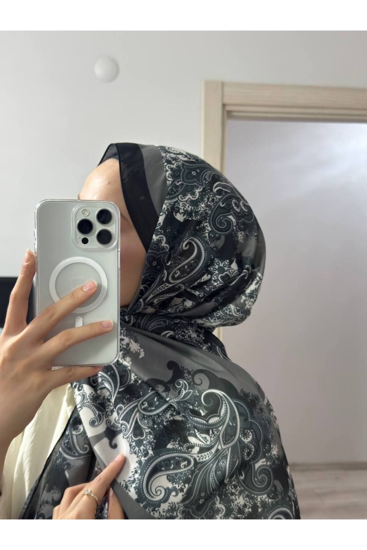 Larissa ETNİK DESEN FÜME RENK PAMUK ŞAL